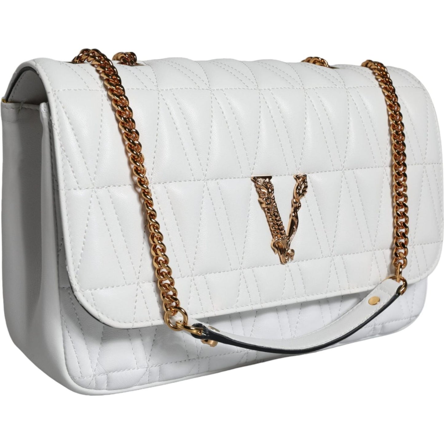 Versace White Mini Nappa Leather Crossbody Shoulder Bag Versace Light Gray