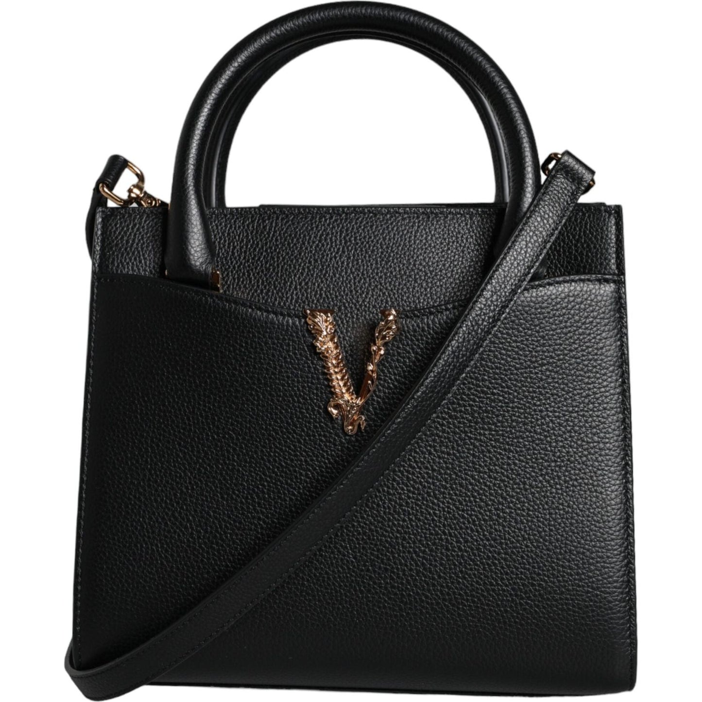 Versace Black Small Leather TopHandle Shoulder Crossbody Bag Versace Black