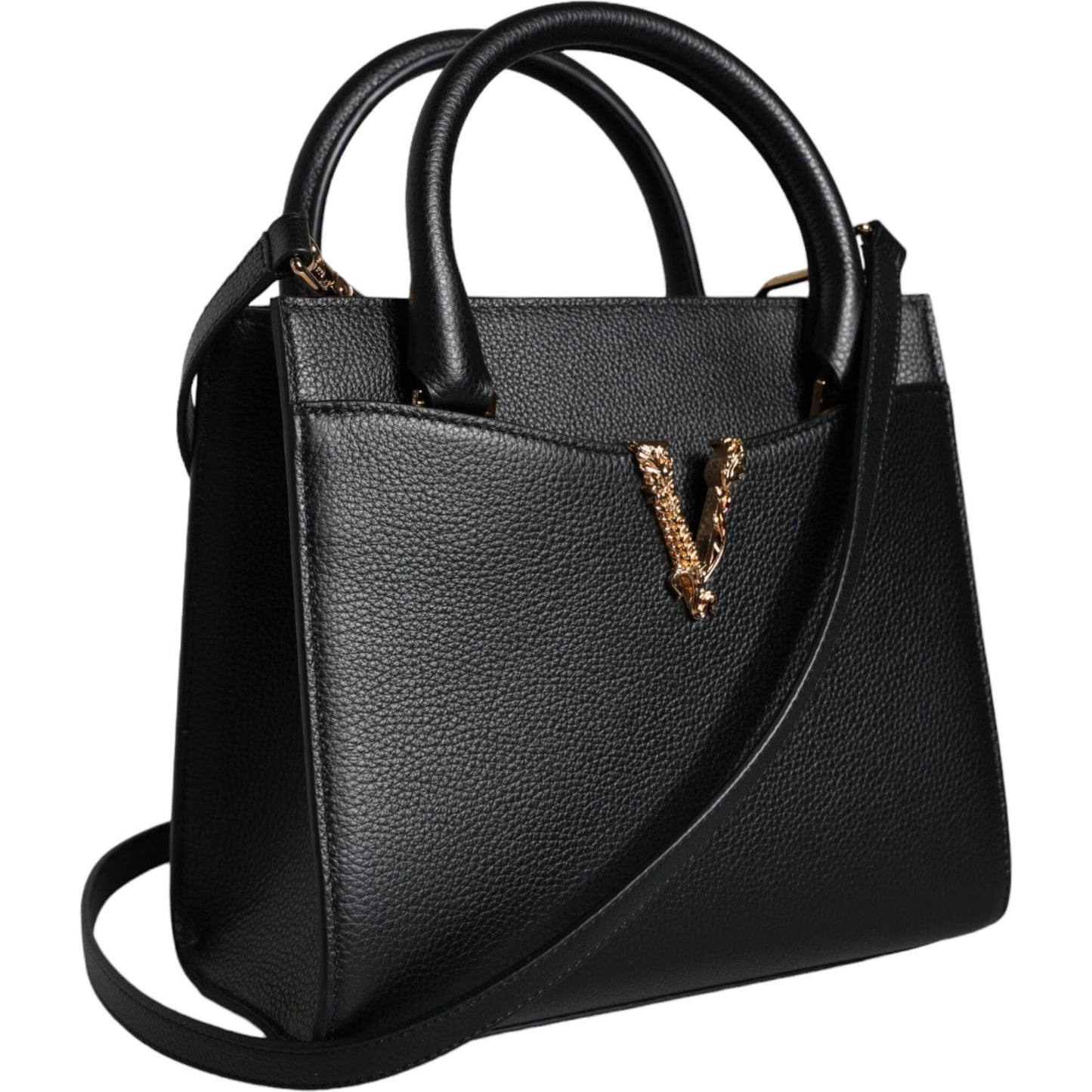 Versace Black Small Leather TopHandle Shoulder Crossbody Bag Versace Black