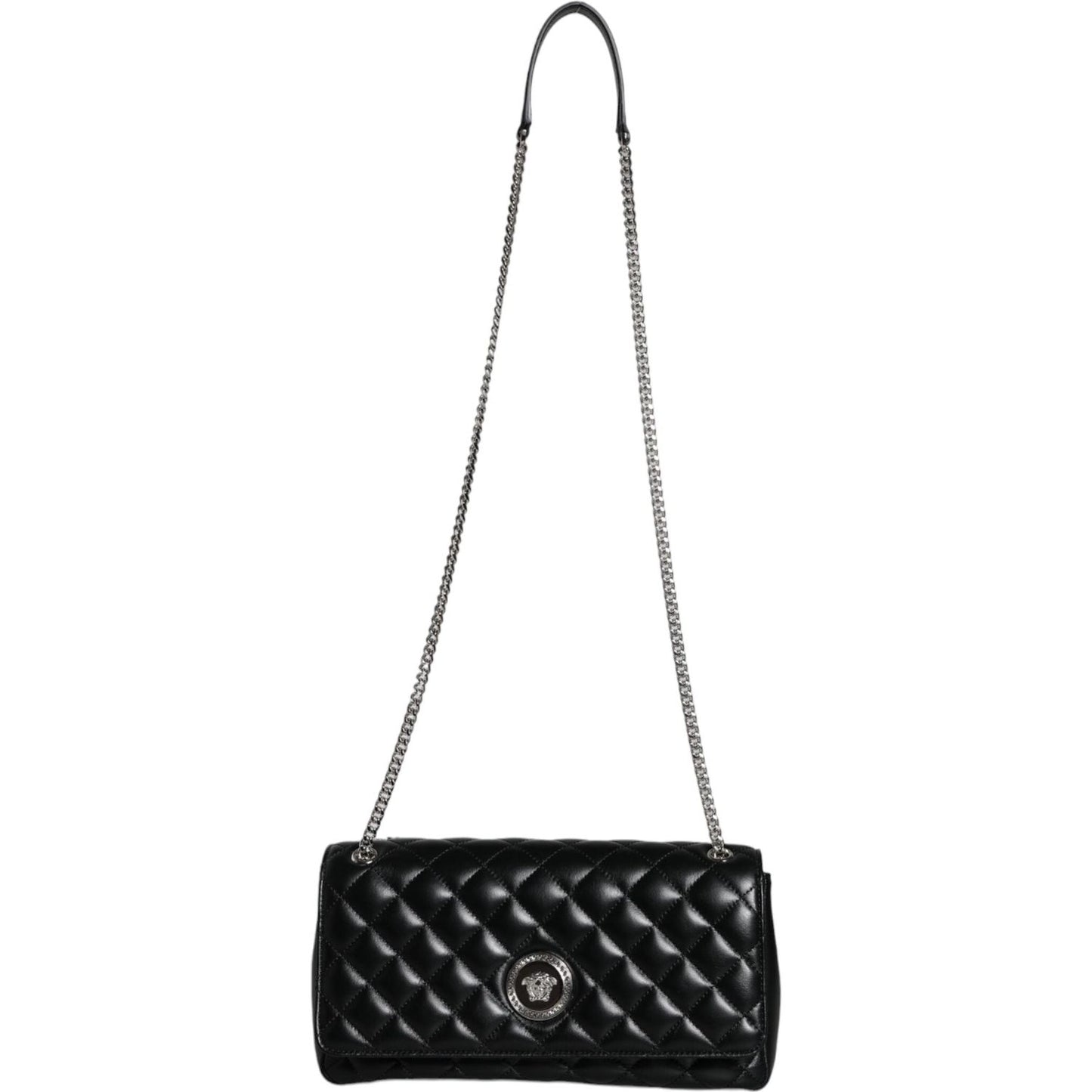 Versace Black Quilted Lambskin Leather Crossbody Shoulder Bag Versace Black