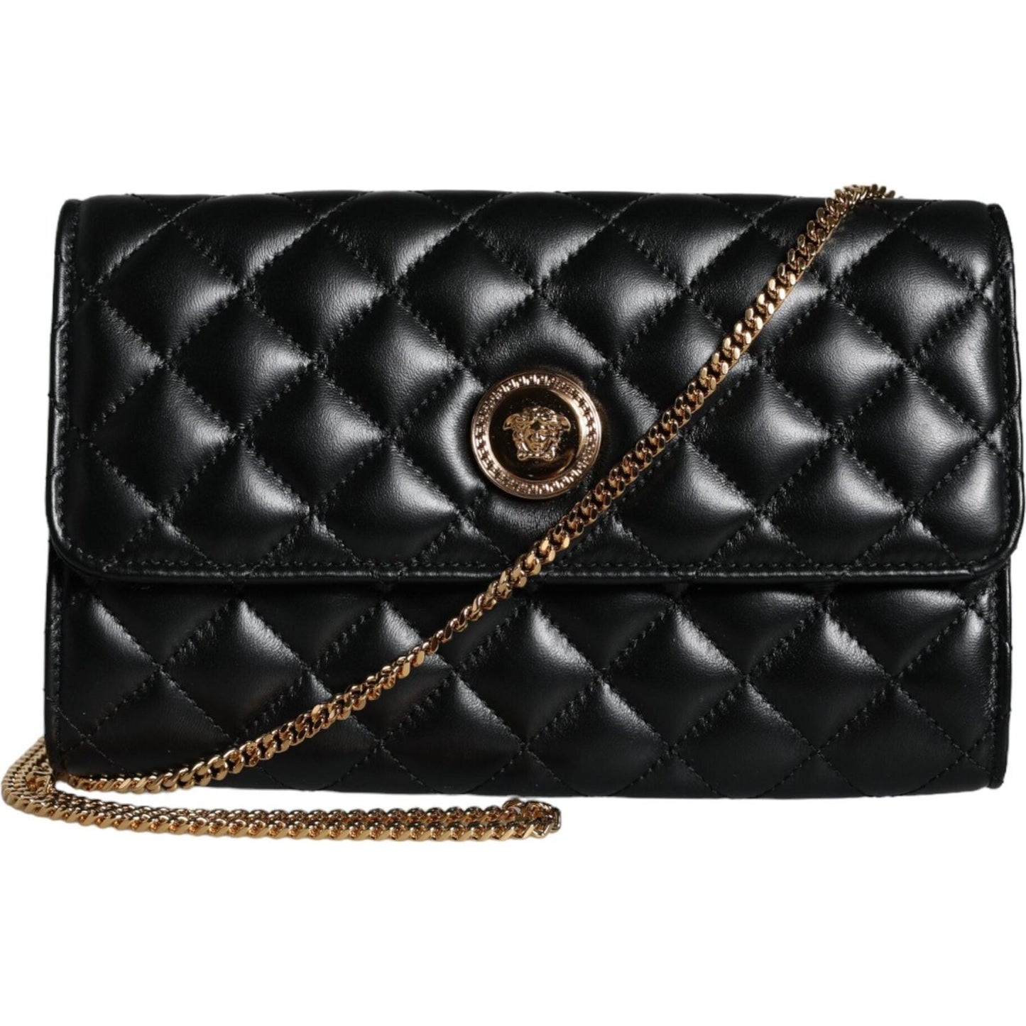 Versace Black Quilted Nappa Leather Crossbody Shoulder Bag Versace Black