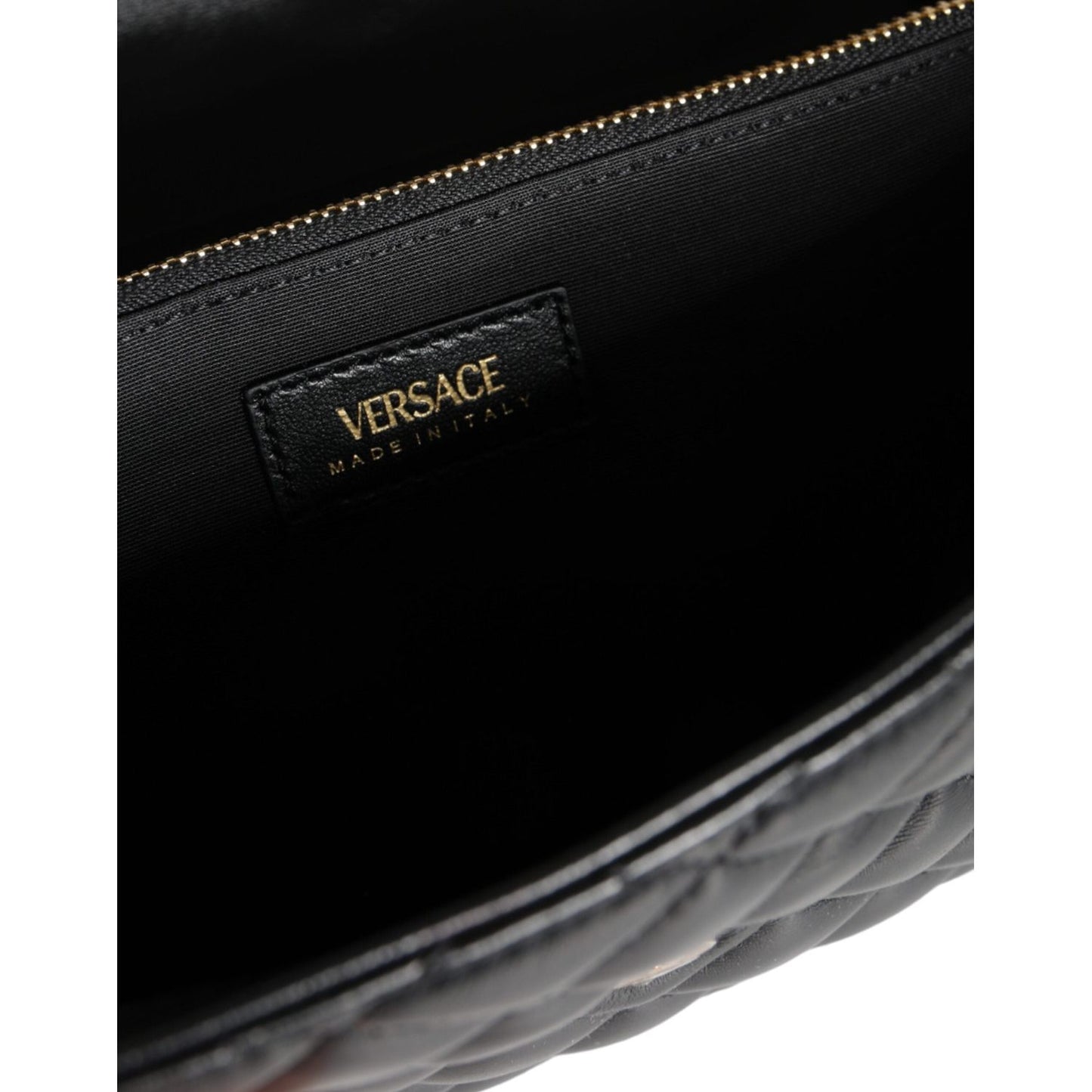 Versace Black Quilted Nappa Leather Crossbody Shoulder Bag Versace Black