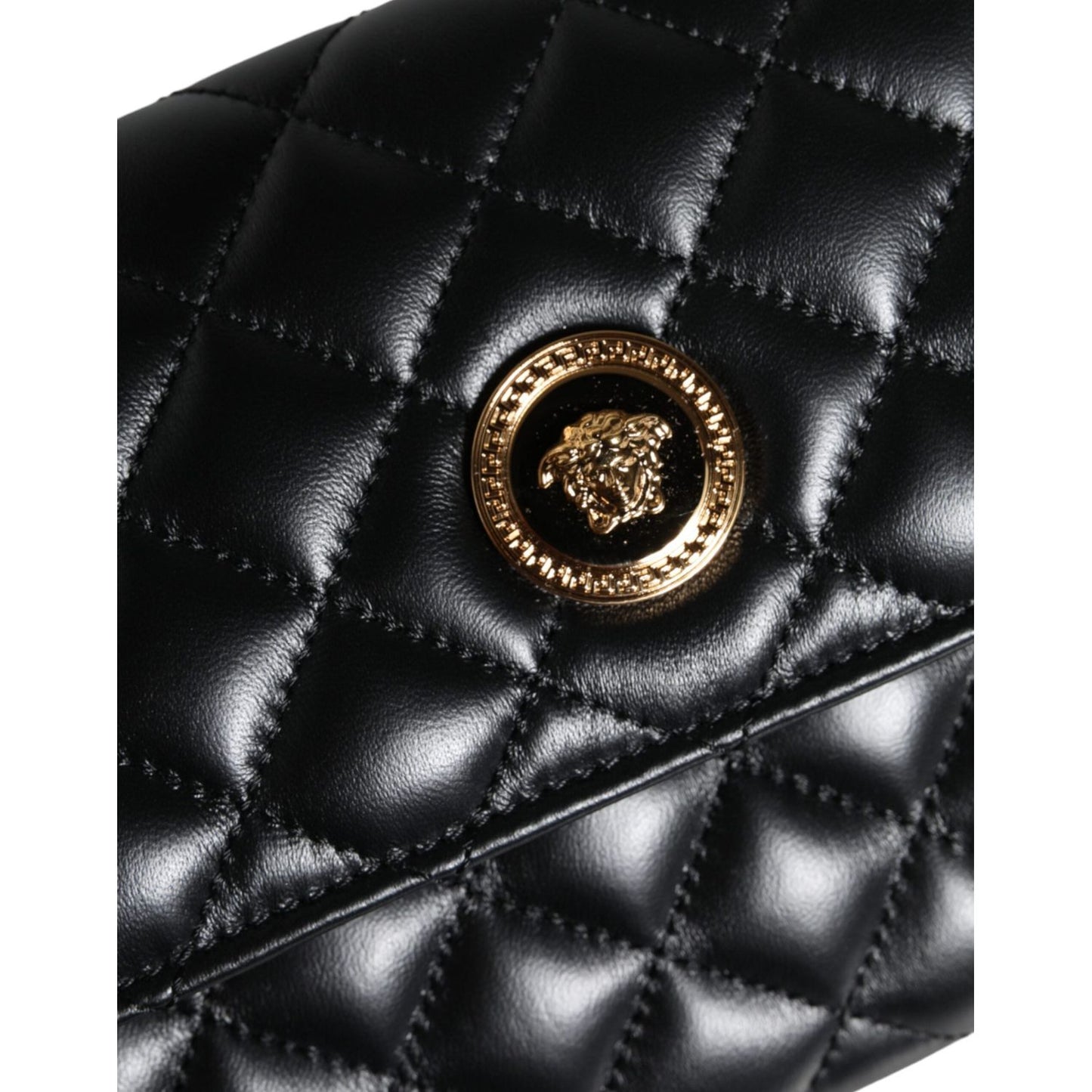 Versace Black Quilted Nappa Leather Crossbody Shoulder Bag Versace Black
