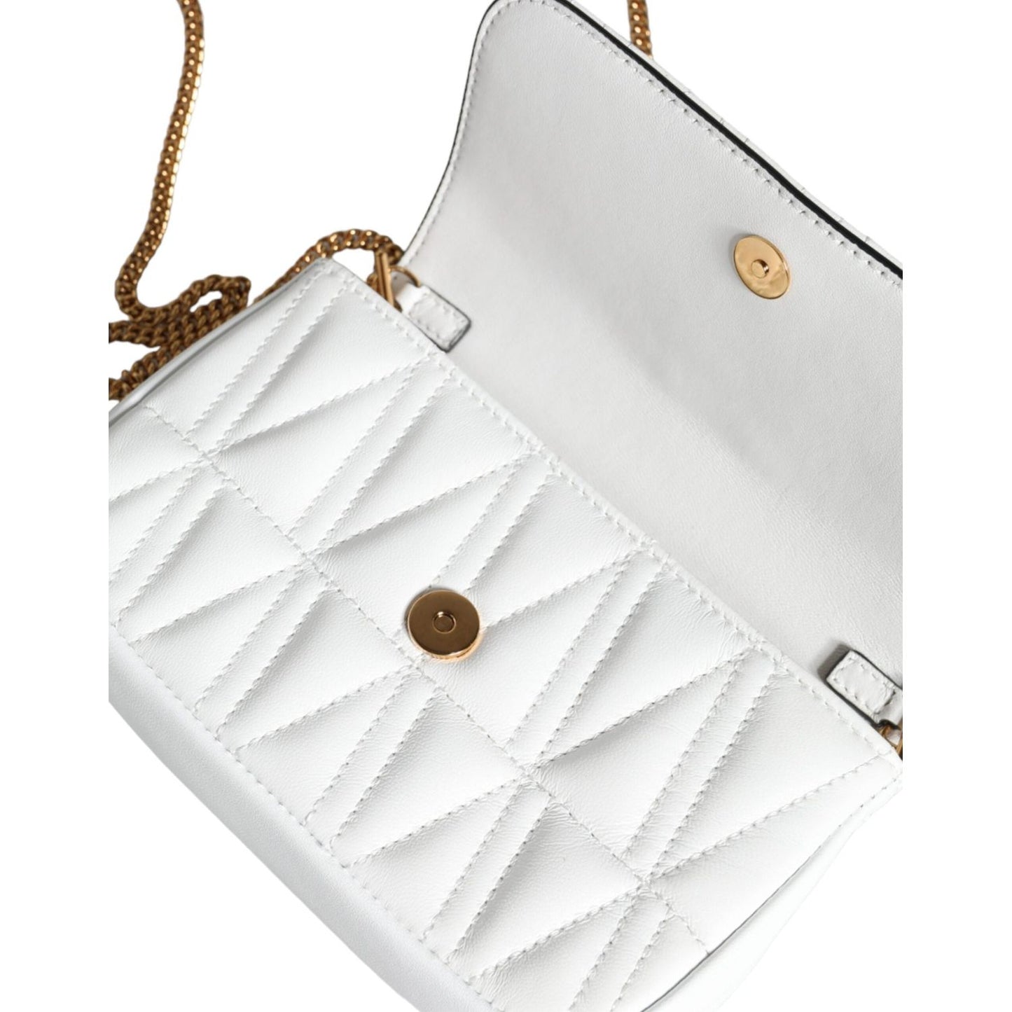 Versace White Quilted Nappa Leather Crossbody Shoulder Bag Versace Light Gray