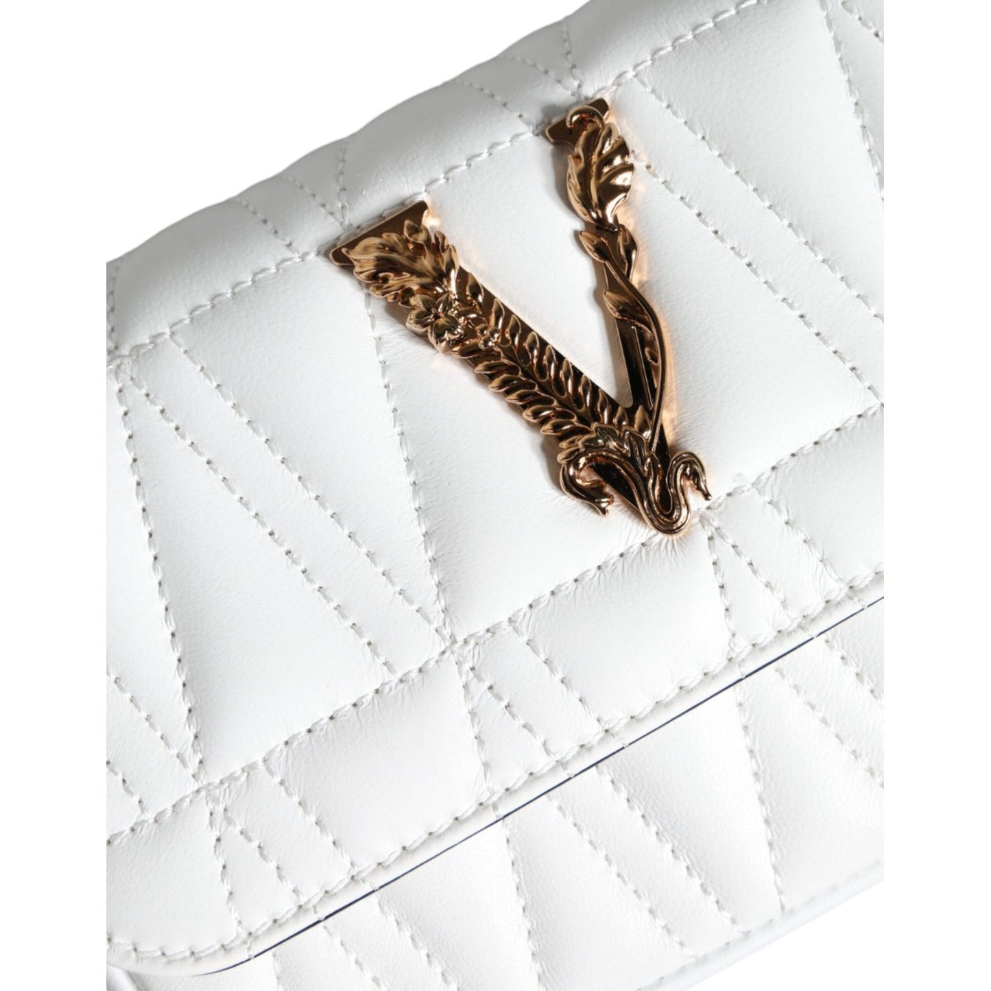Versace White Quilted Nappa Leather Crossbody Shoulder Bag Versace Lavender
