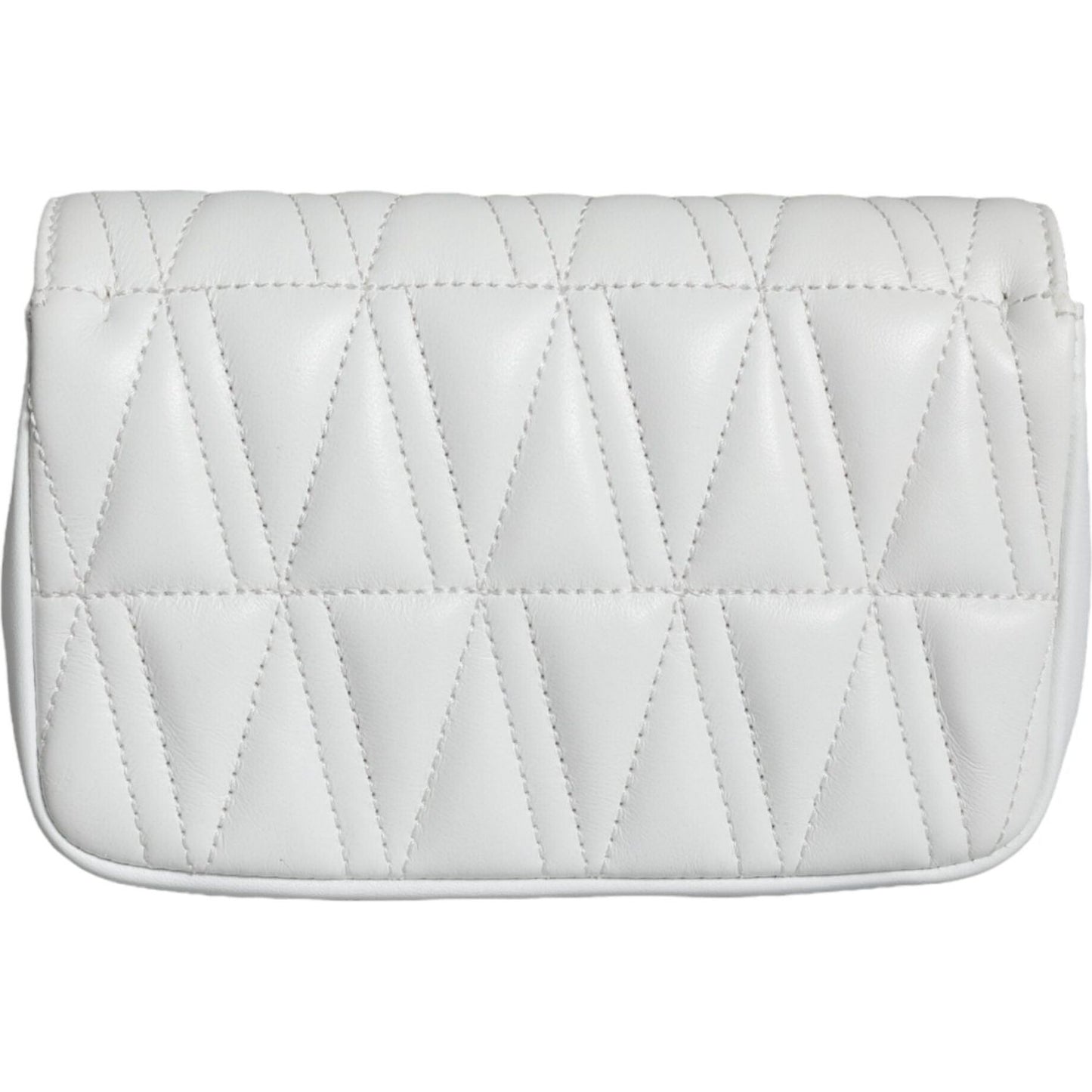 Versace White Quilted Nappa Leather Crossbody Shoulder Bag Versace Light Gray