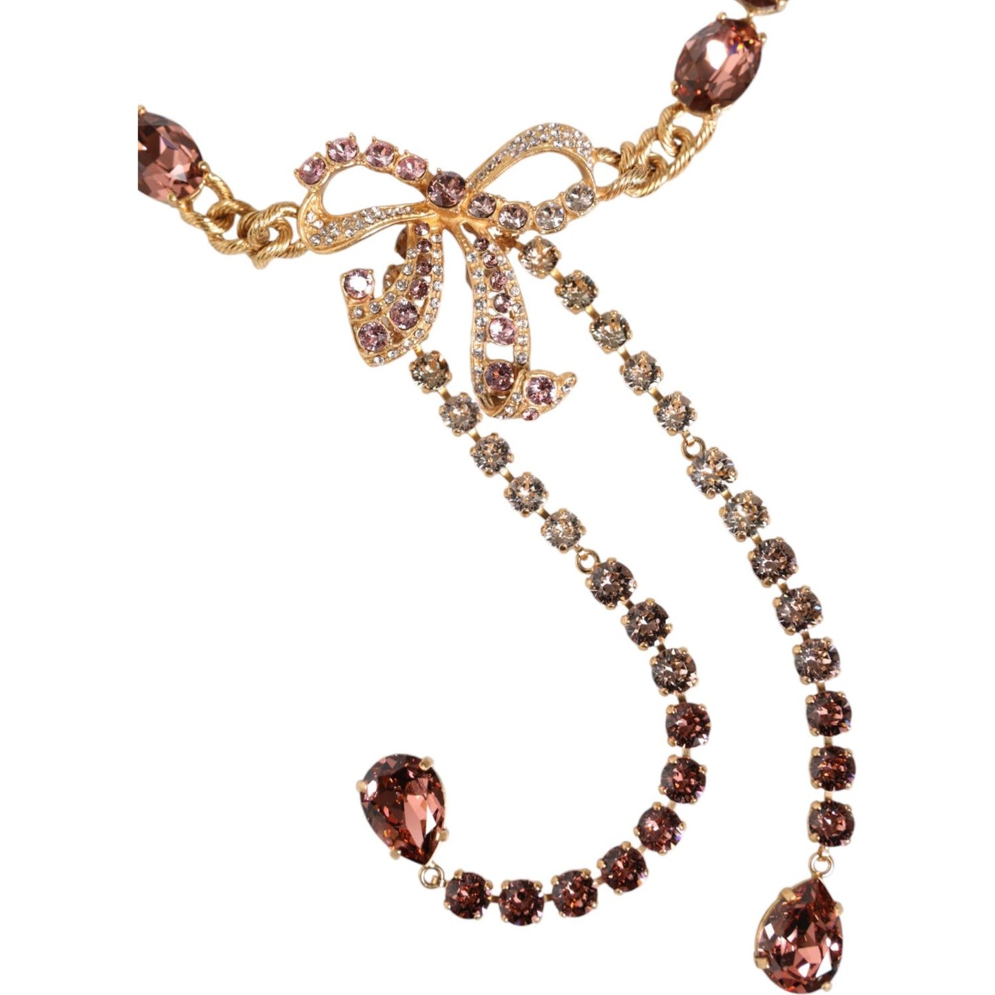 Dolce & Gabbana Gold Tone Brass Crystal Embellished Belt Dolce & Gabbana Tan