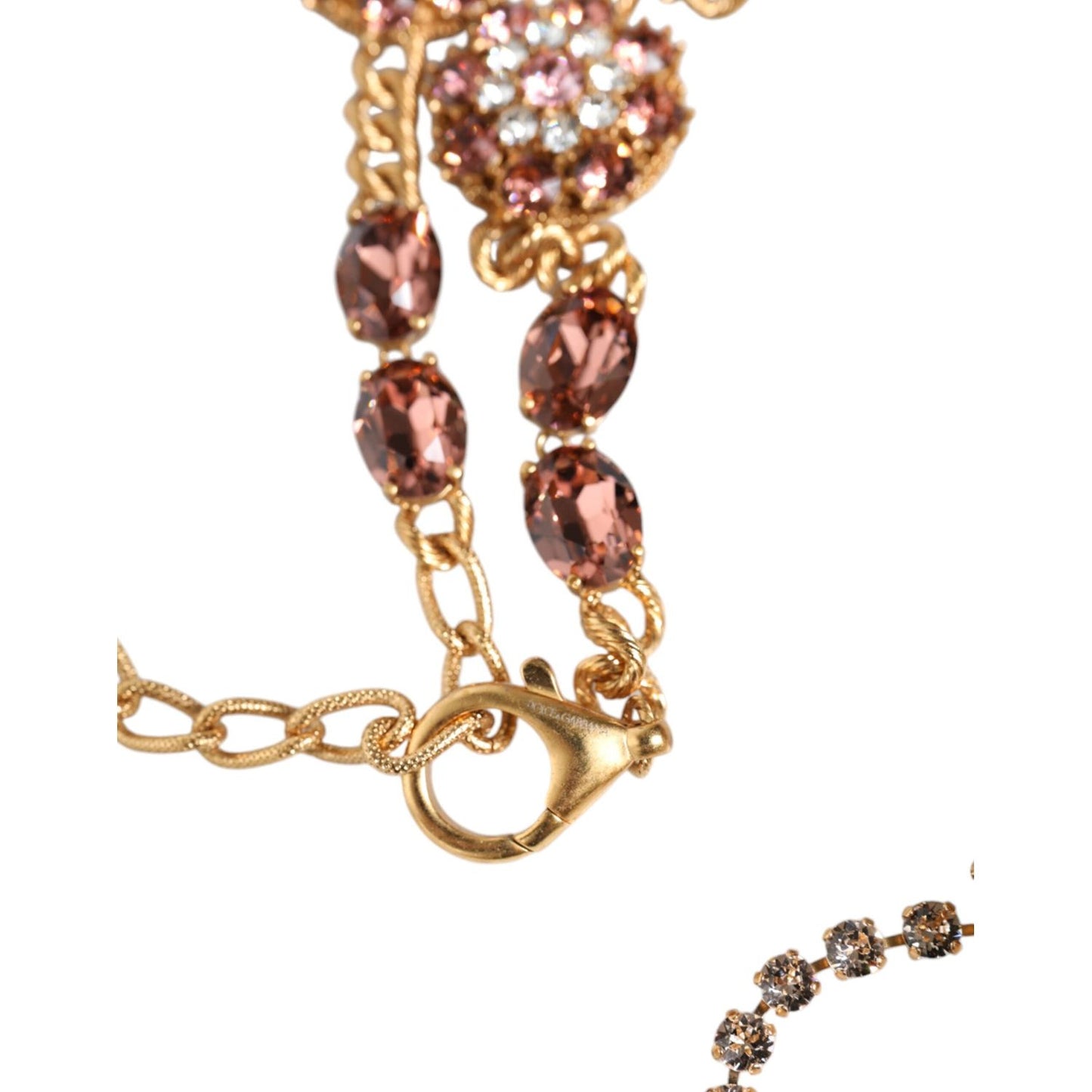 Dolce & Gabbana Gold Tone Brass Crystal Embellished Belt Dolce & Gabbana Rosy Brown