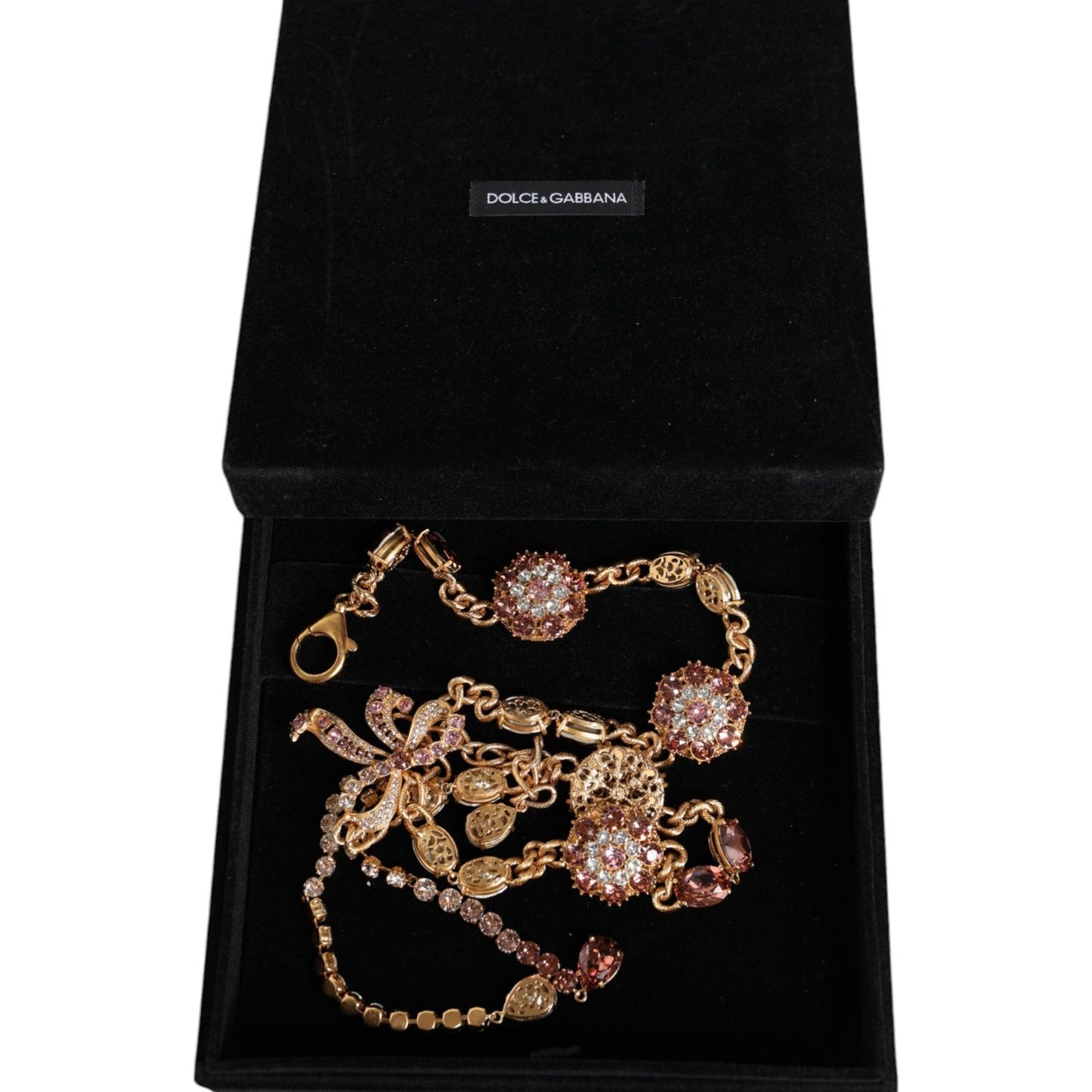 Dolce & Gabbana Gold Tone Brass Crystal Embellished Belt Dolce & Gabbana Black