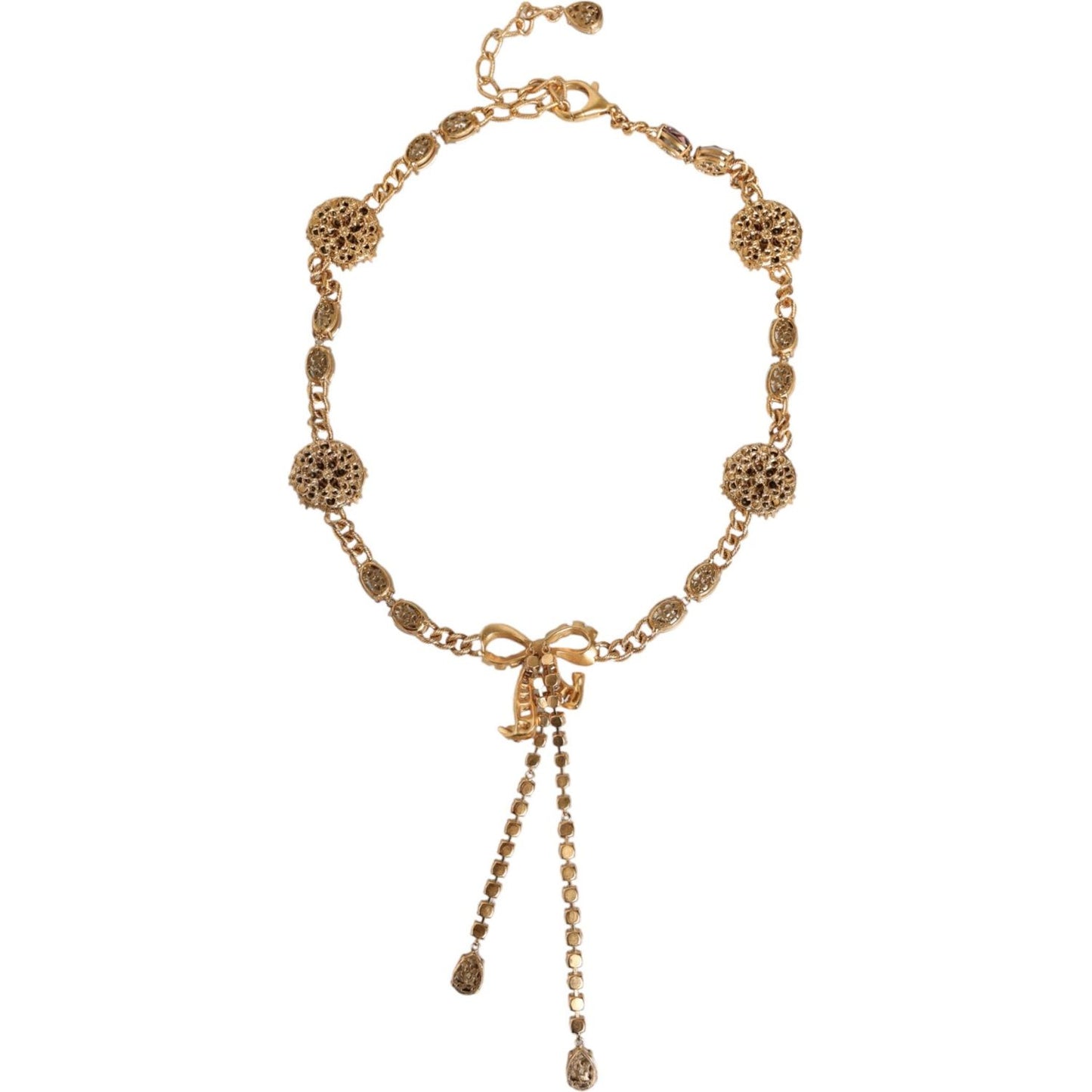 Dolce & Gabbana Gold Tone Brass Crystal Embellished Waist Chain Belt Dolce & Gabbana Rosy Brown