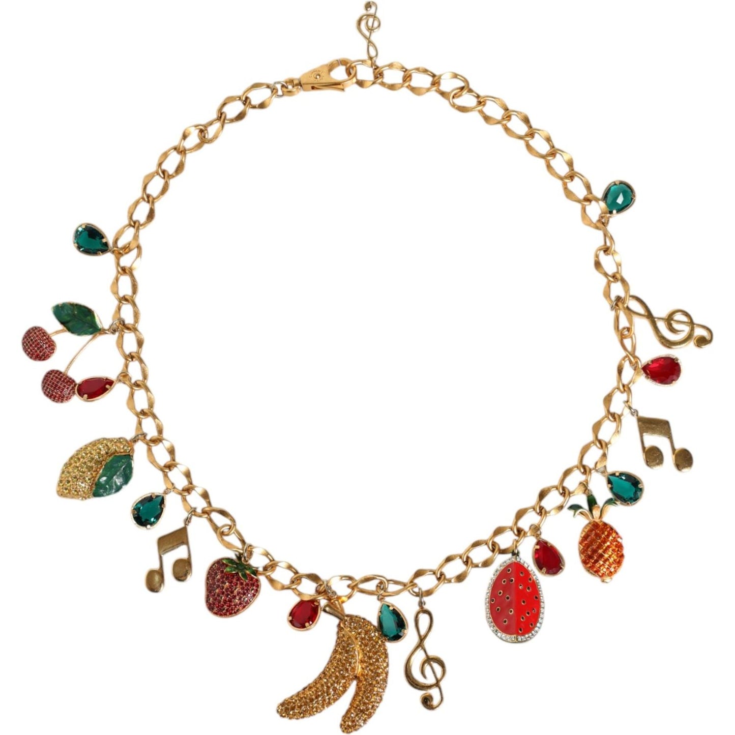 Dolce & Gabbana Gold Tone Brass Fruity Crystal Embellished Waist Chain Belt Dolce & Gabbana Rosy Brown
