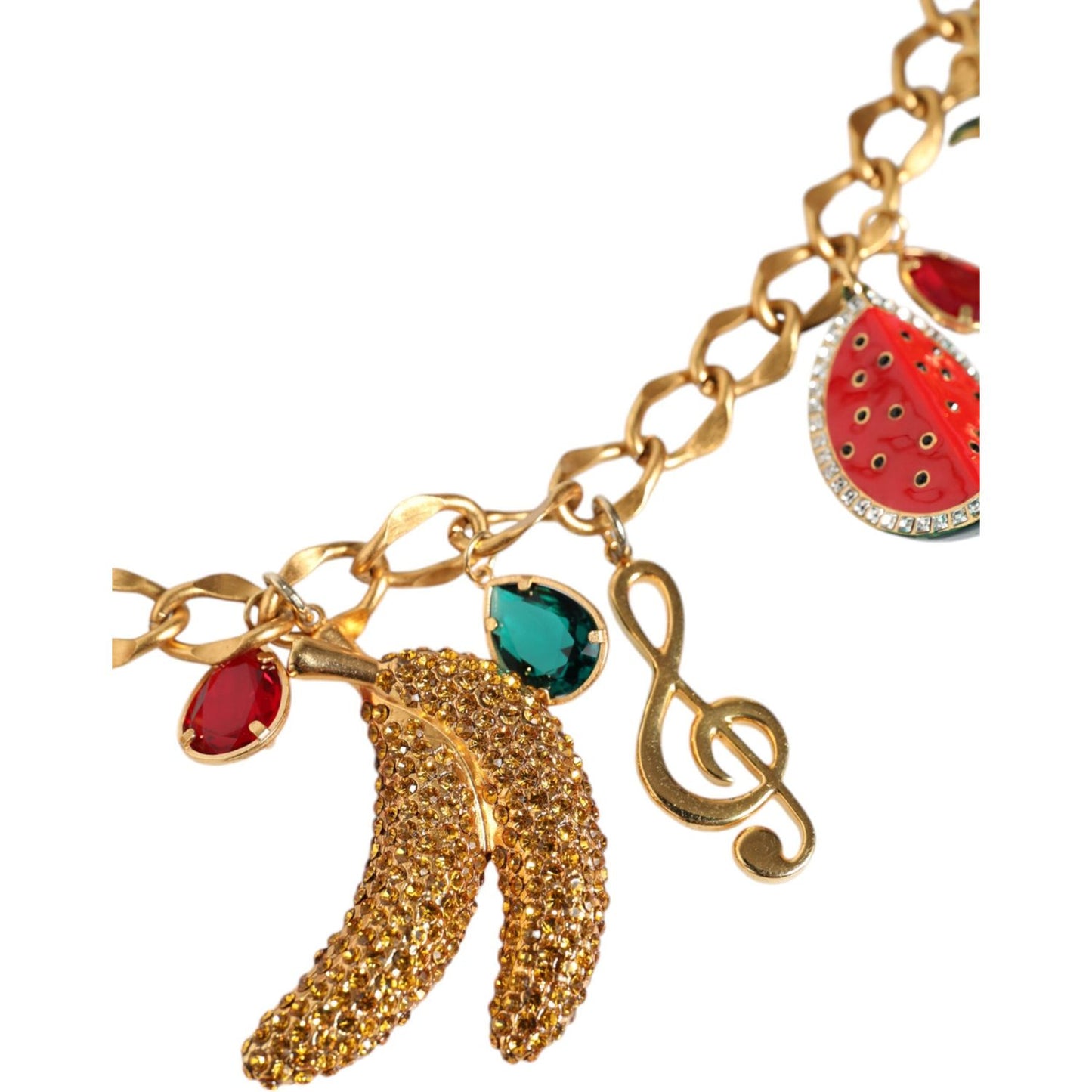 Dolce & Gabbana Gold Tone Brass Fruity Crystal Embellished Waist Chain Belt Dolce & Gabbana Sienna