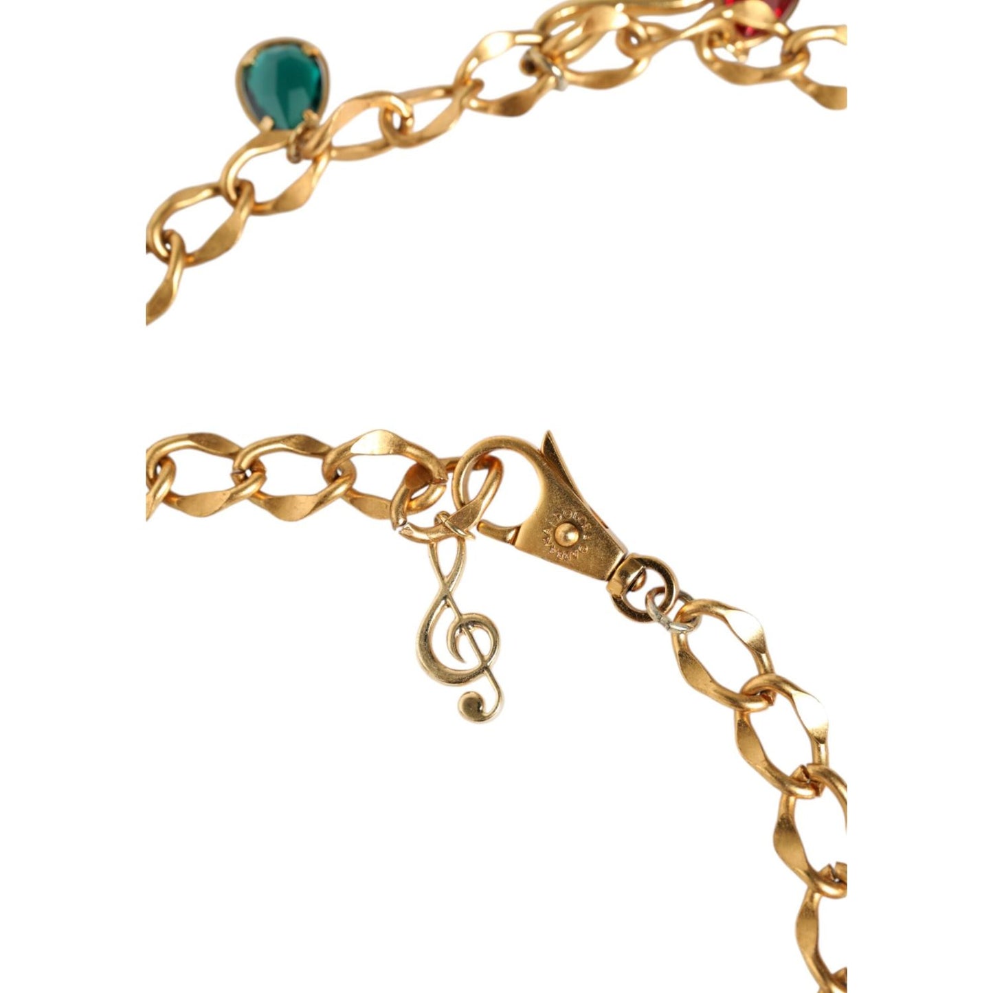 Dolce & Gabbana Gold Tone Brass Fruity Crystal Embellished Waist Chain Belt Dolce & Gabbana Dark Khaki