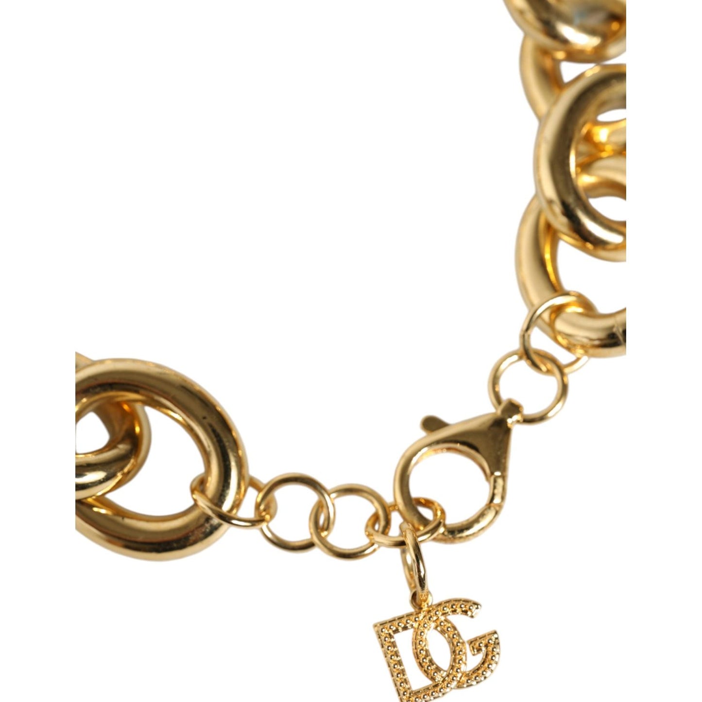 Dolce & Gabbana Gold Tone Brass Maxi Chain Lobster Clasp Logo Bracelet Bracelet Dolce & Gabbana Dark Khaki