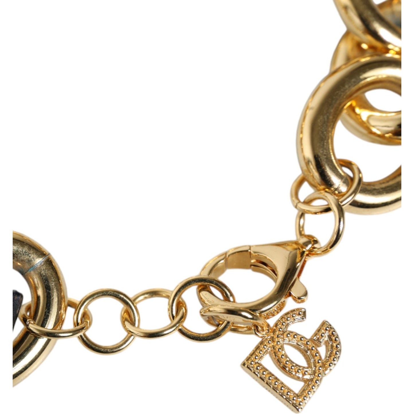 Dolce & Gabbana Gold Tone Brass Maxi Chain Lobster Clasp Logo Bracelet Bracelet Dolce & Gabbana Dark Khaki