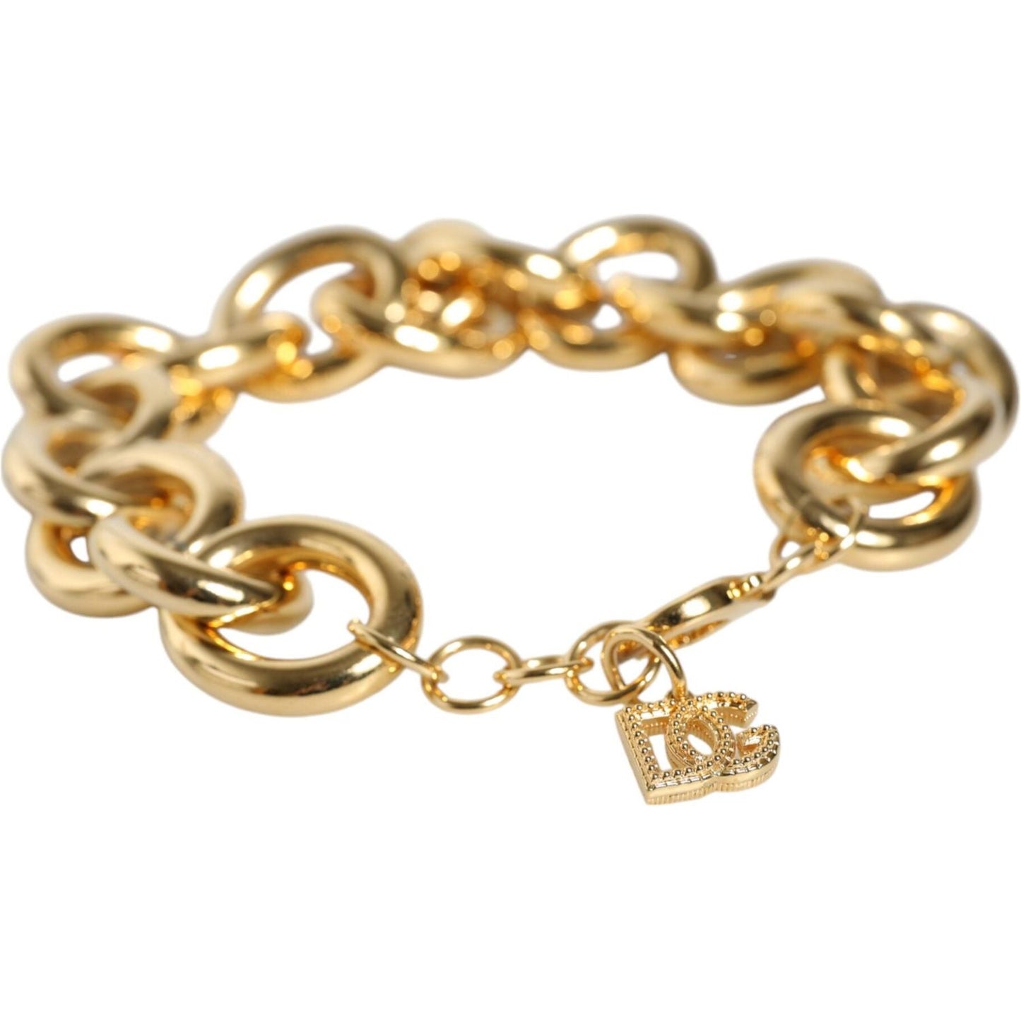 Dolce & Gabbana Gold Tone Brass Maxi Chain Lobster Clasp Logo Bracelet Bracelet Dolce & Gabbana Dark Khaki