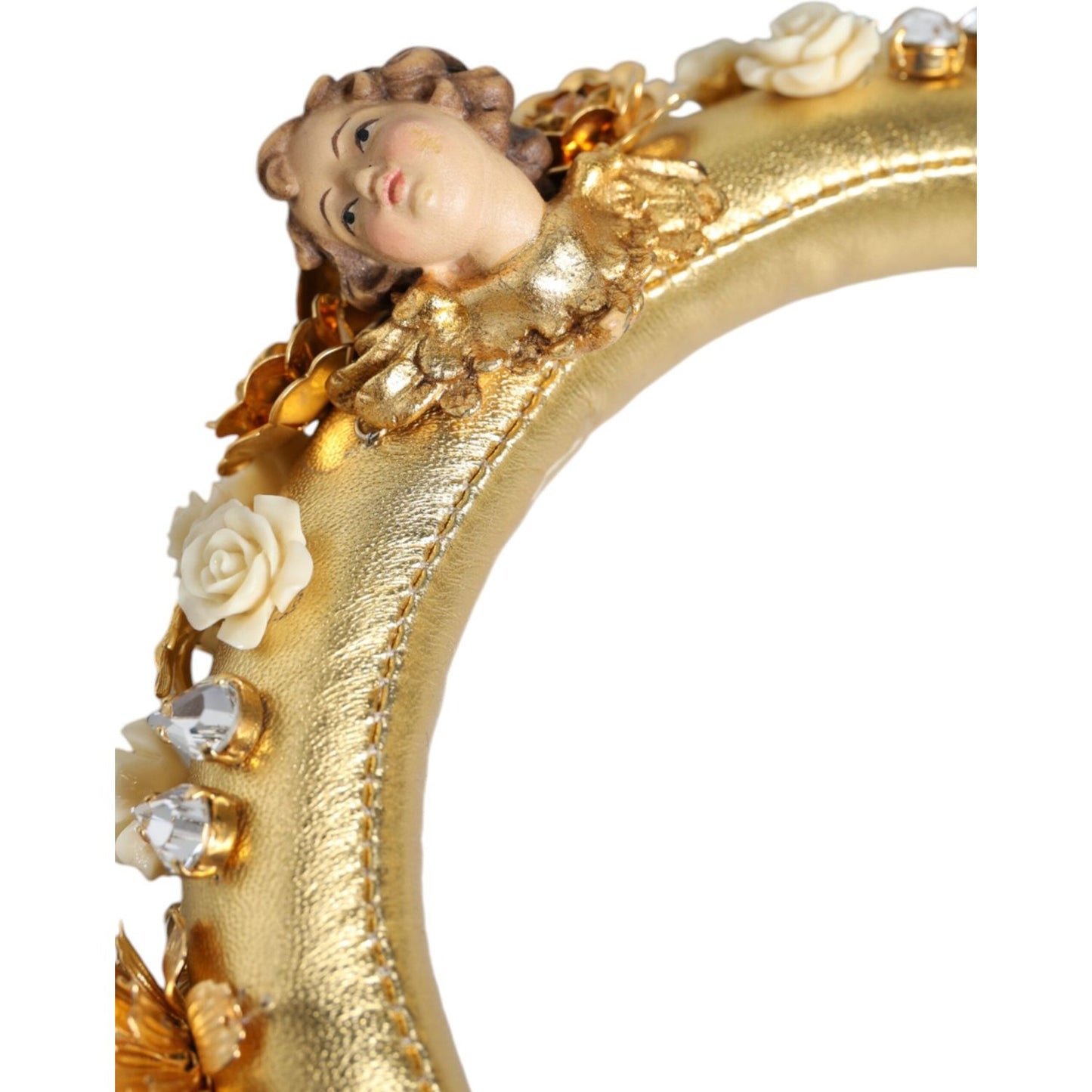 Dolce & Gabbana Gold Leather Floral Crystal Angel Headset Headphones Dolce & Gabbana Dark Khaki