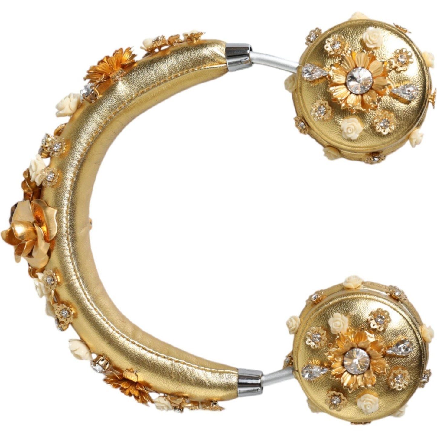 Dolce & Gabbana Gold Leather Floral Crystal Angel Headset Headphones Dolce & Gabbana Dark Khaki