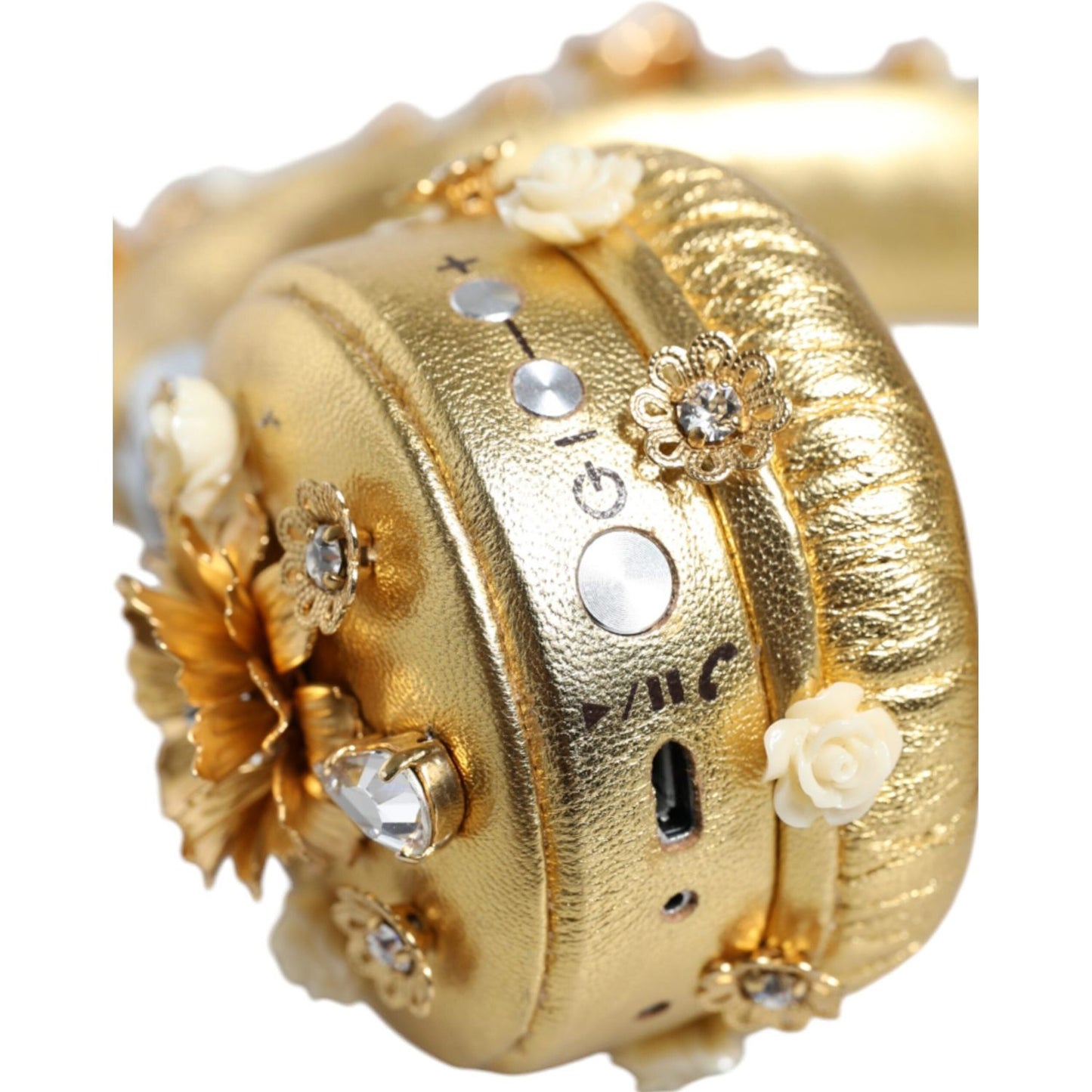 Dolce & Gabbana Gold Leather Floral Crystal Angel Headset Headphones Dolce & Gabbana Dark Khaki