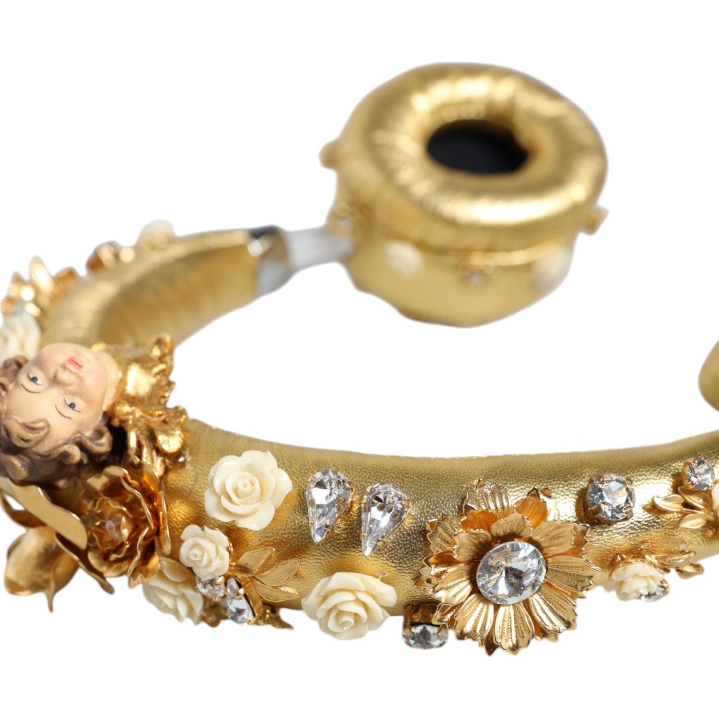 Dolce & Gabbana Gold Leather Floral Crystal Angel Headset Headphones Dolce & Gabbana Dark Khaki