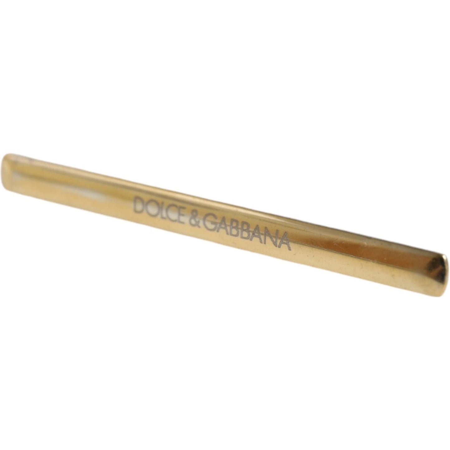 Dolce & Gabbana Gold Tone Brass Logo Branded Men Tie Clip Bar FASHION ACCESSORIES Dolce & Gabbana Dark Khaki