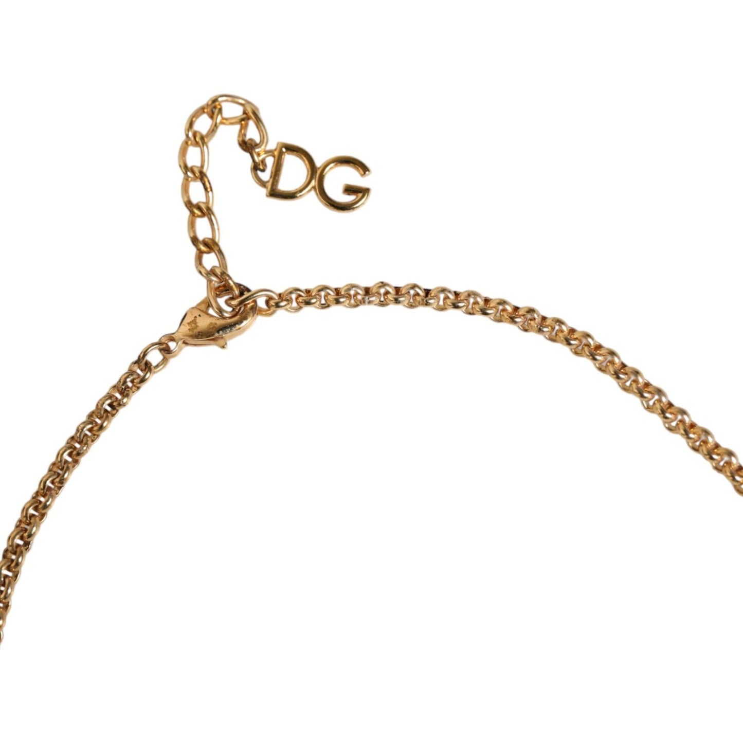 Dolce & Gabbana Gold Brass Leopard Flower Embellished Statement Necklace Necklace Dolce & Gabbana Rosy Brown