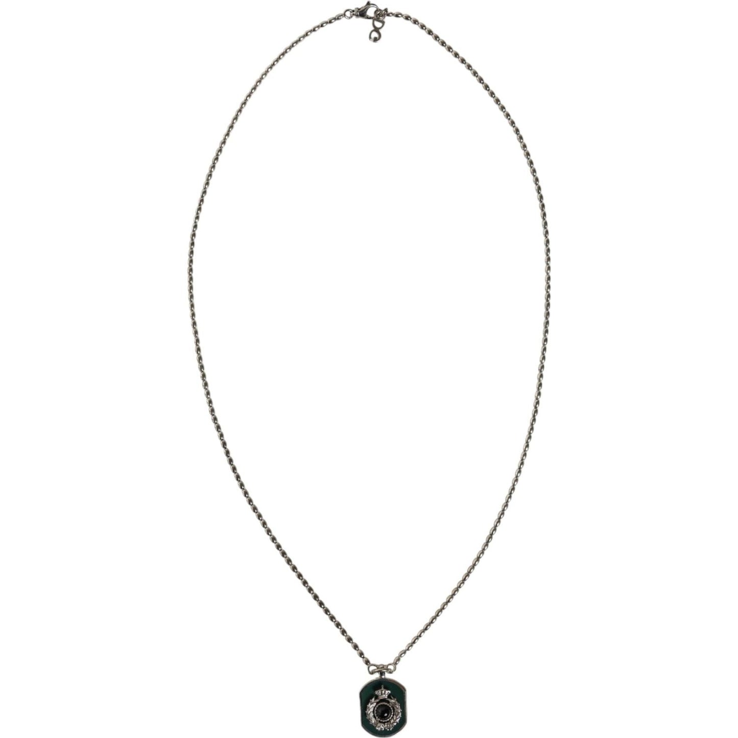 Dolce & Gabbana Sterling Silver 925 Chain Bar Gem Pendant Logo Necklace Necklace Dolce & Gabbana Light Gray