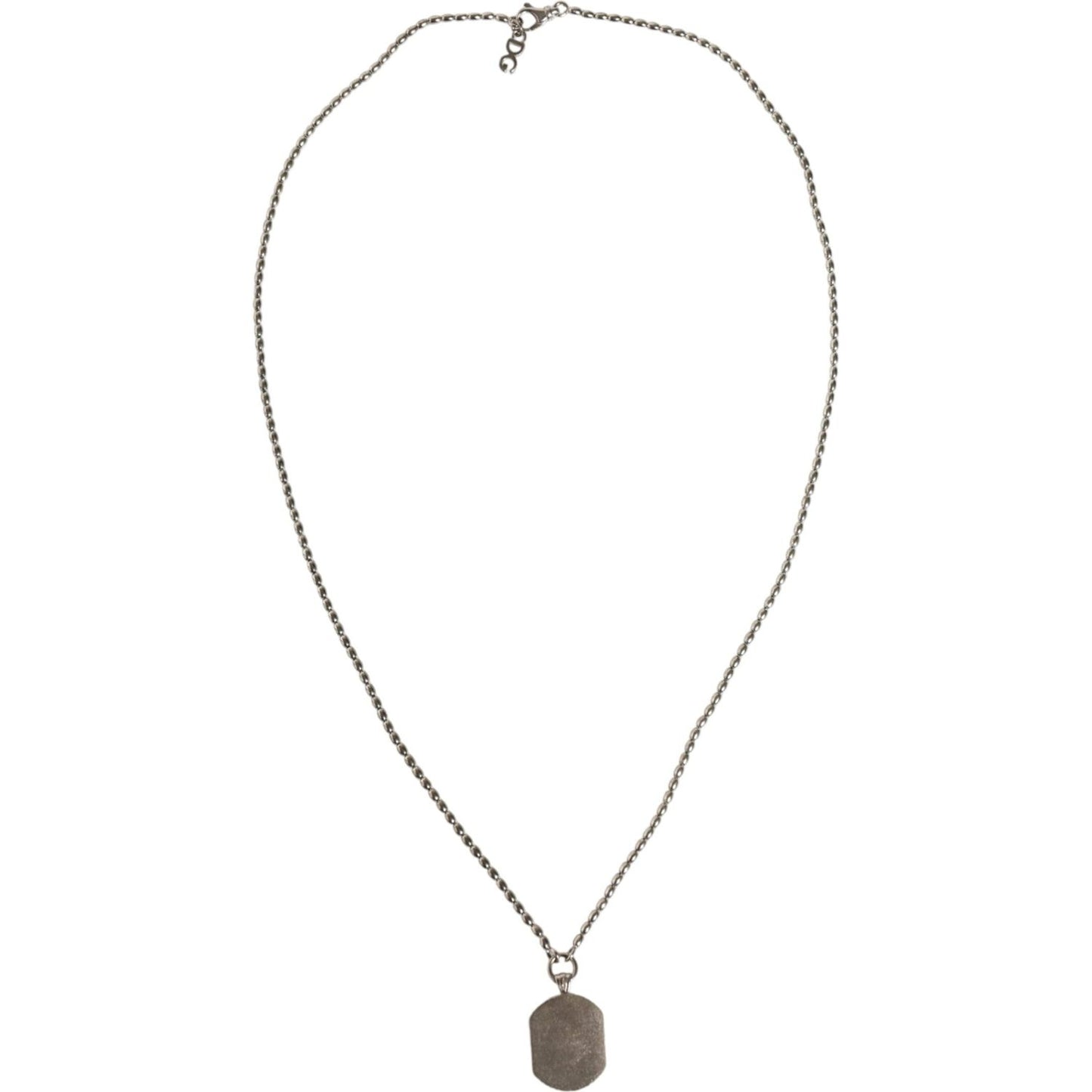 Dolce & Gabbana Sterling Silver 925 Chain Bar Gem Pendant Logo Necklace Necklace Dolce & Gabbana Light Gray