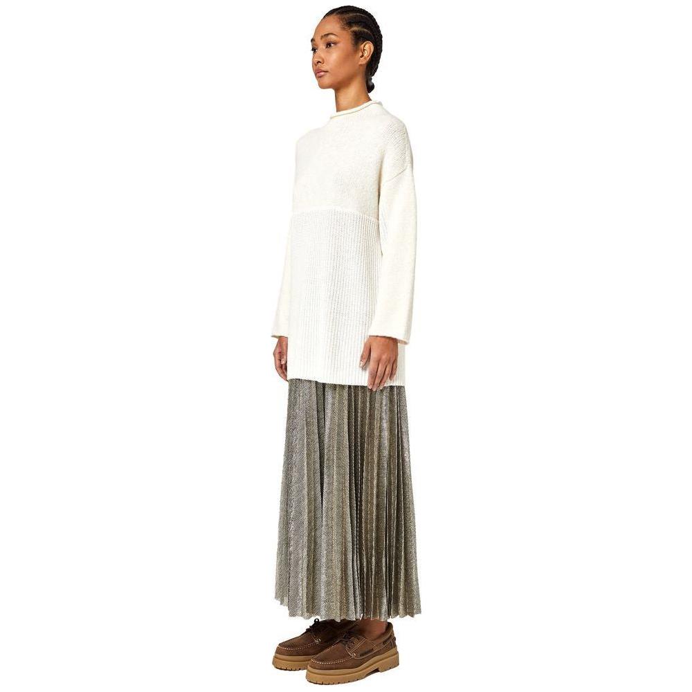 Alpha Studio White Recycled Wool Women Sweater Alpha Studio Antique White