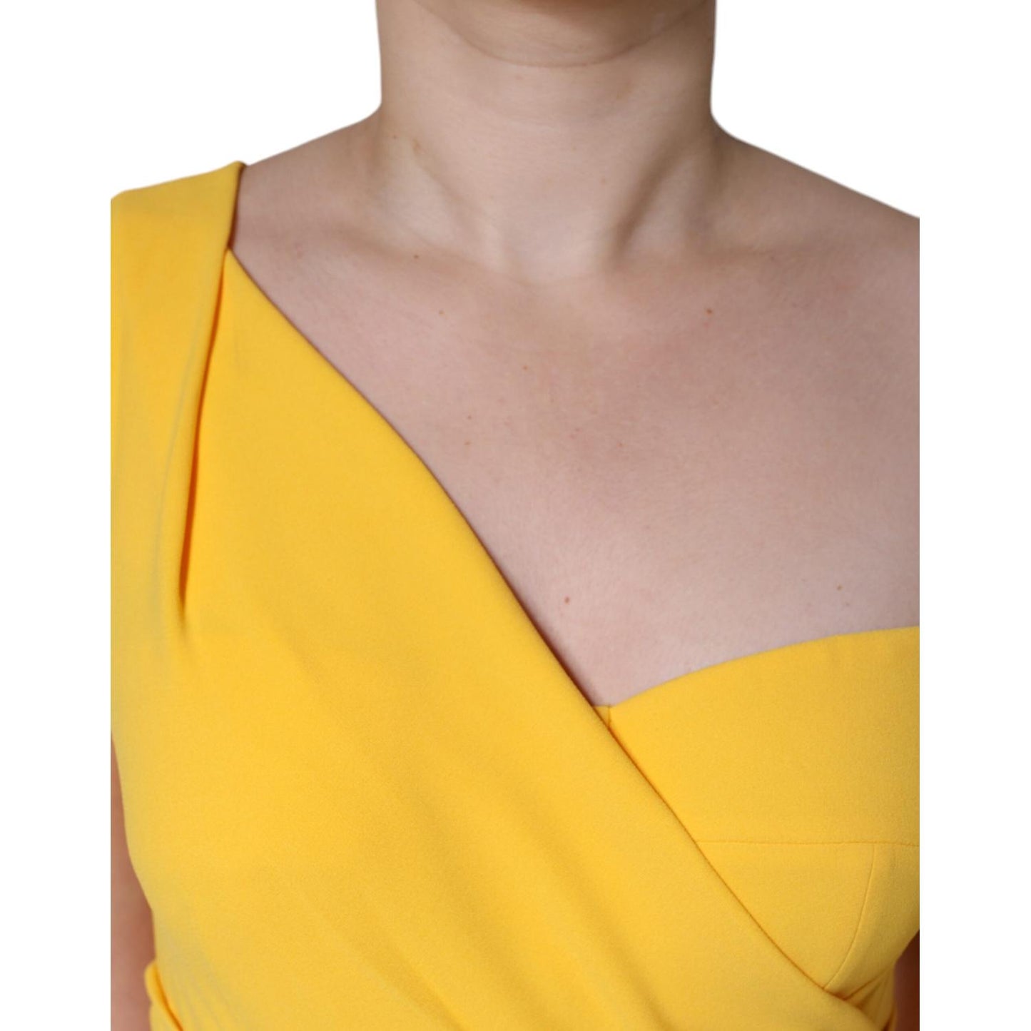 Dolce & Gabbana Yellow One Shoulder Side Slit Midi Dress Dolce & Gabbana Sandy Brown