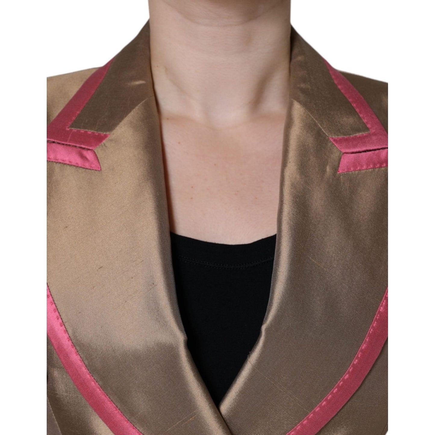 Dolce & Gabbana Metallic Brown Double Breasted Blazer Jacket Dolce & Gabbana Dim Gray