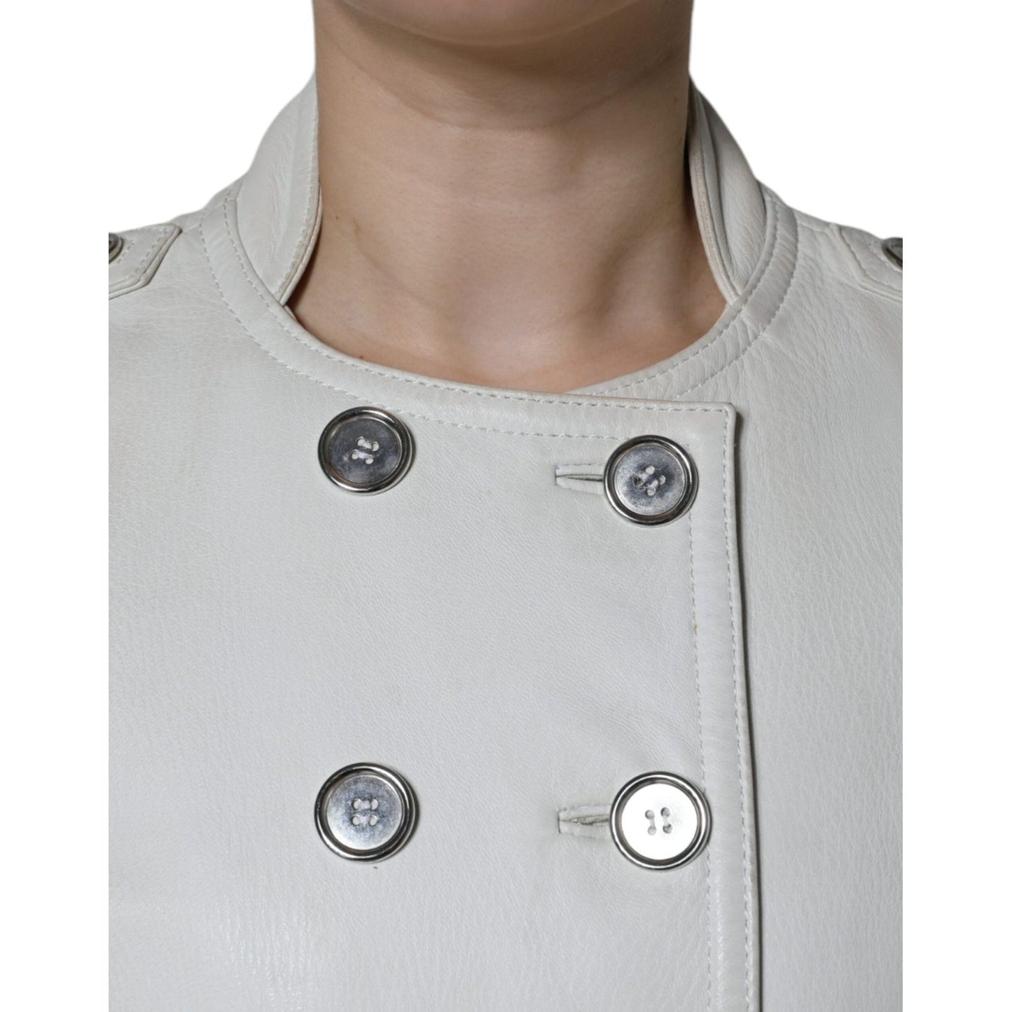 Dolce & Gabbana White Double Breasted Blazer Coat Jacket Dolce & Gabbana Gray