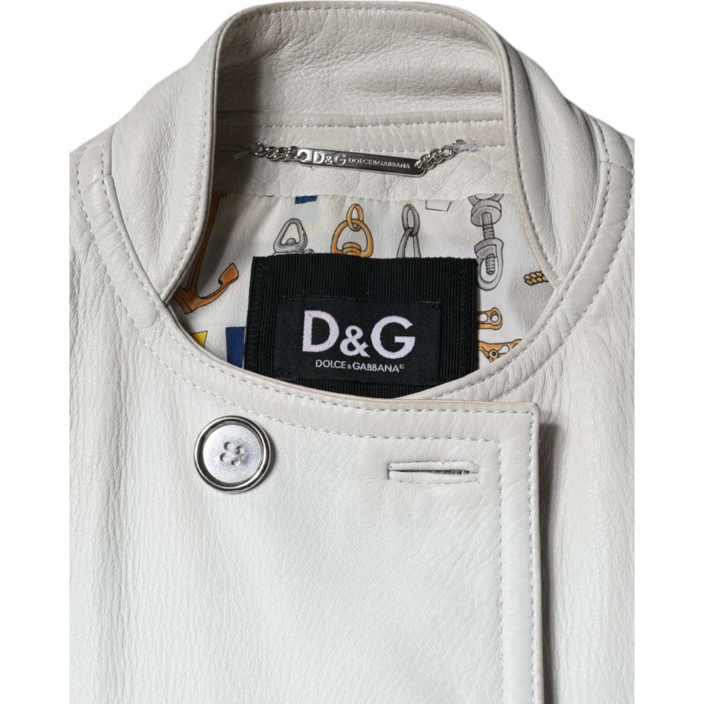 Dolce & Gabbana White Double Breasted Blazer Coat Jacket Dolce & Gabbana Light Gray