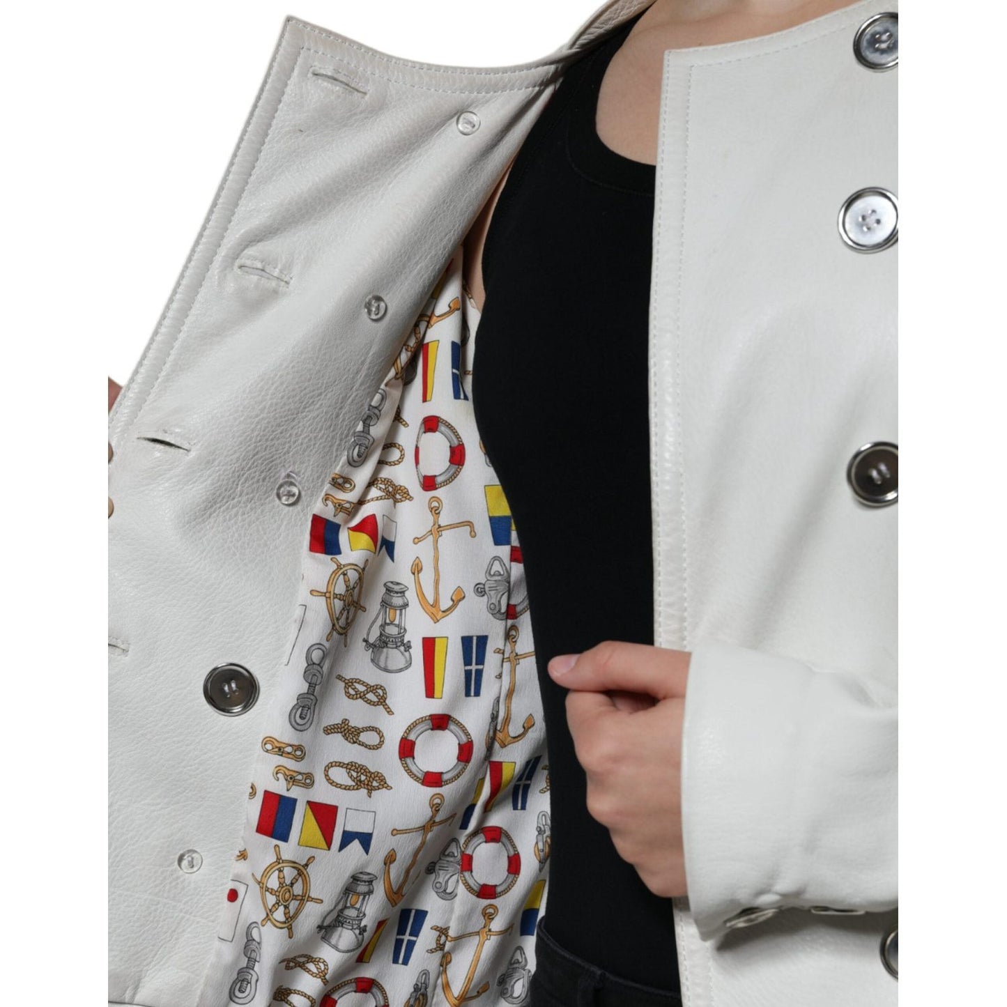 Dolce & Gabbana White Double Breasted Blazer Coat Jacket Dolce & Gabbana Gray