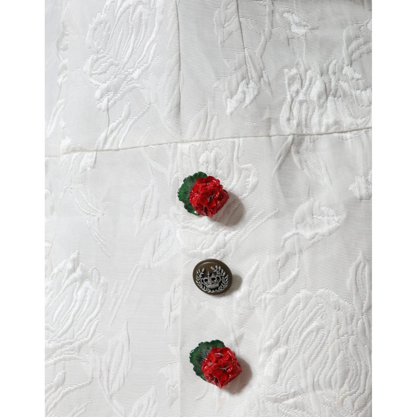 Dolce & Gabbana White Floral Brocade Embellished Mini Skirt Dolce & Gabbana Light Gray