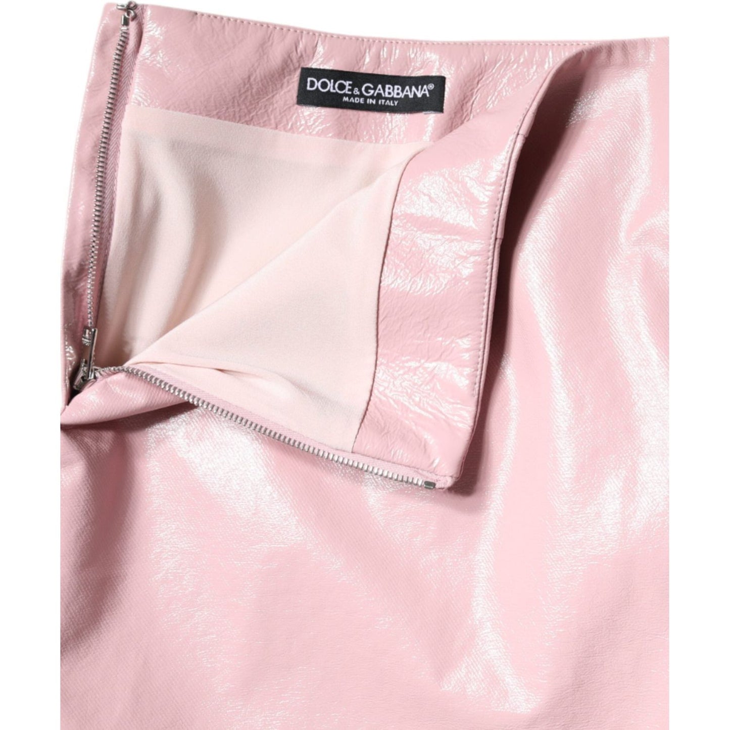 Dolce & Gabbana Glossy Pink Cotton High Waist Mini Skirt SKI2028-46