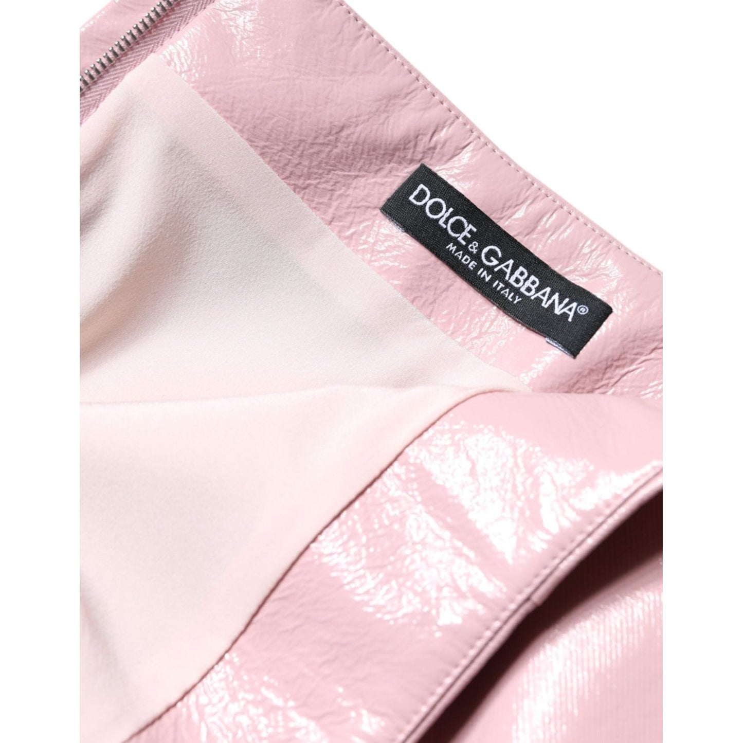 Dolce & Gabbana Glossy Pink Cotton High Waist Mini Skirt SKI2028-46