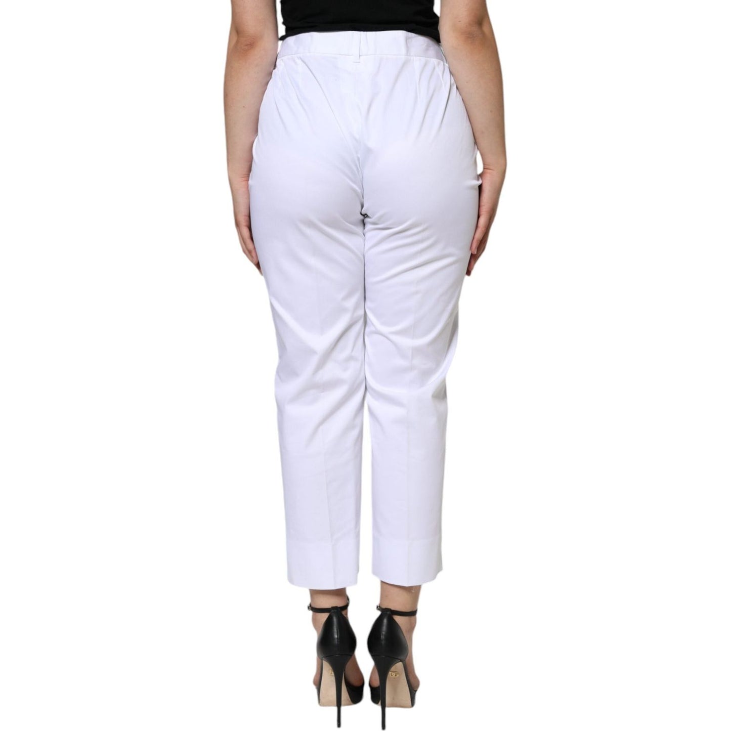 Dolce & Gabbana White Cotton Mid Waist Tapered Denim Jeans Dolce & Gabbana Light Gray