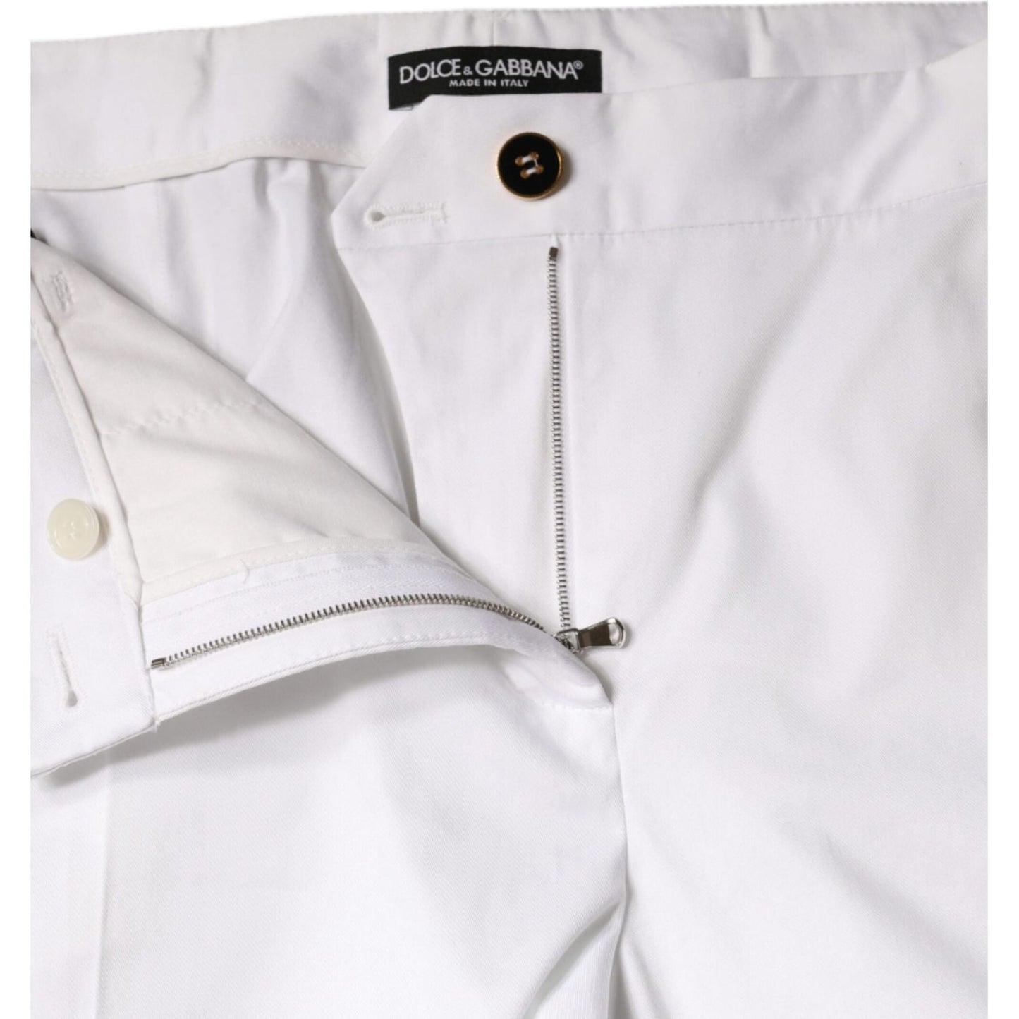 Dolce & Gabbana White Cotton Mid Waist Tapered Denim Jeans Dolce & Gabbana Light Gray