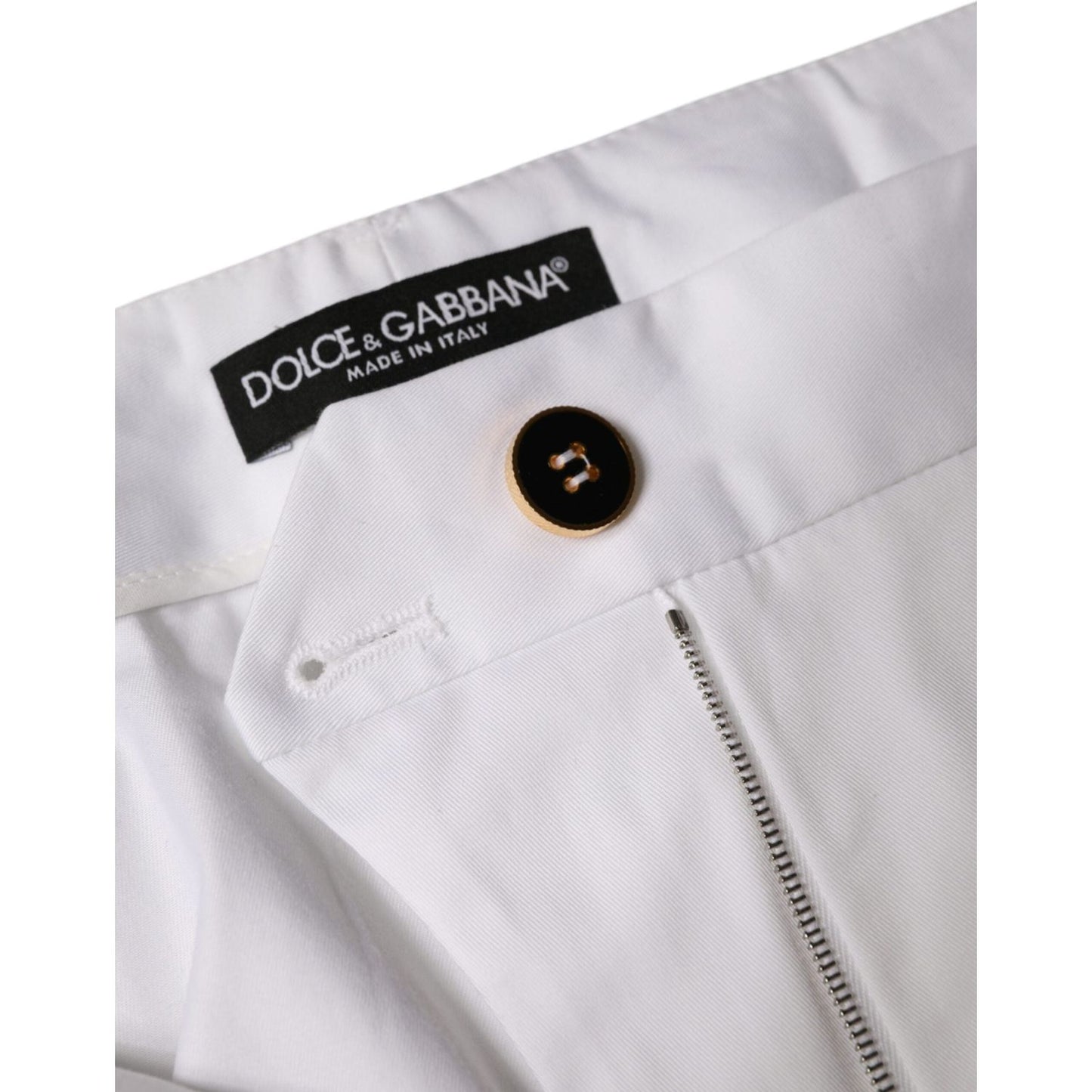 Dolce & Gabbana White Cotton Mid Waist Tapered Denim Jeans Dolce & Gabbana Light Gray