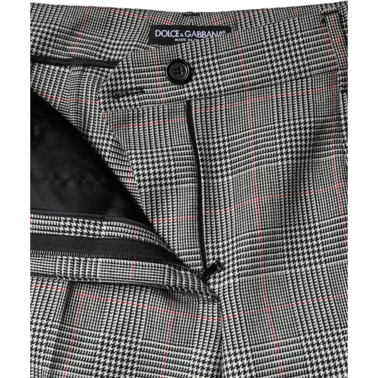 Dolce & Gabbana Gray Plaid Wool Mid Waist Women Tapered Pants Dolce & Gabbana Dark Slate Gray