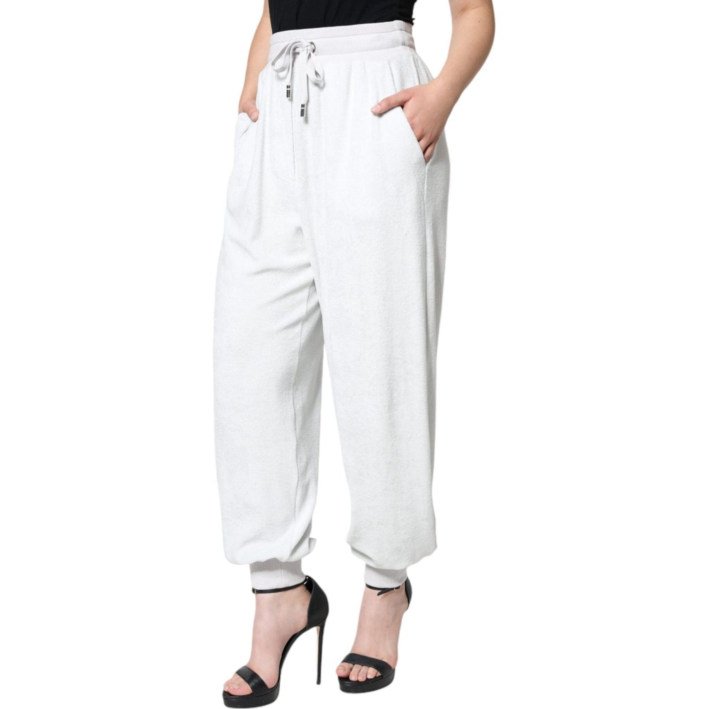 Dolce & Gabbana White Nylon Jogger Sweatpants Pants Dolce & Gabbana Antique White