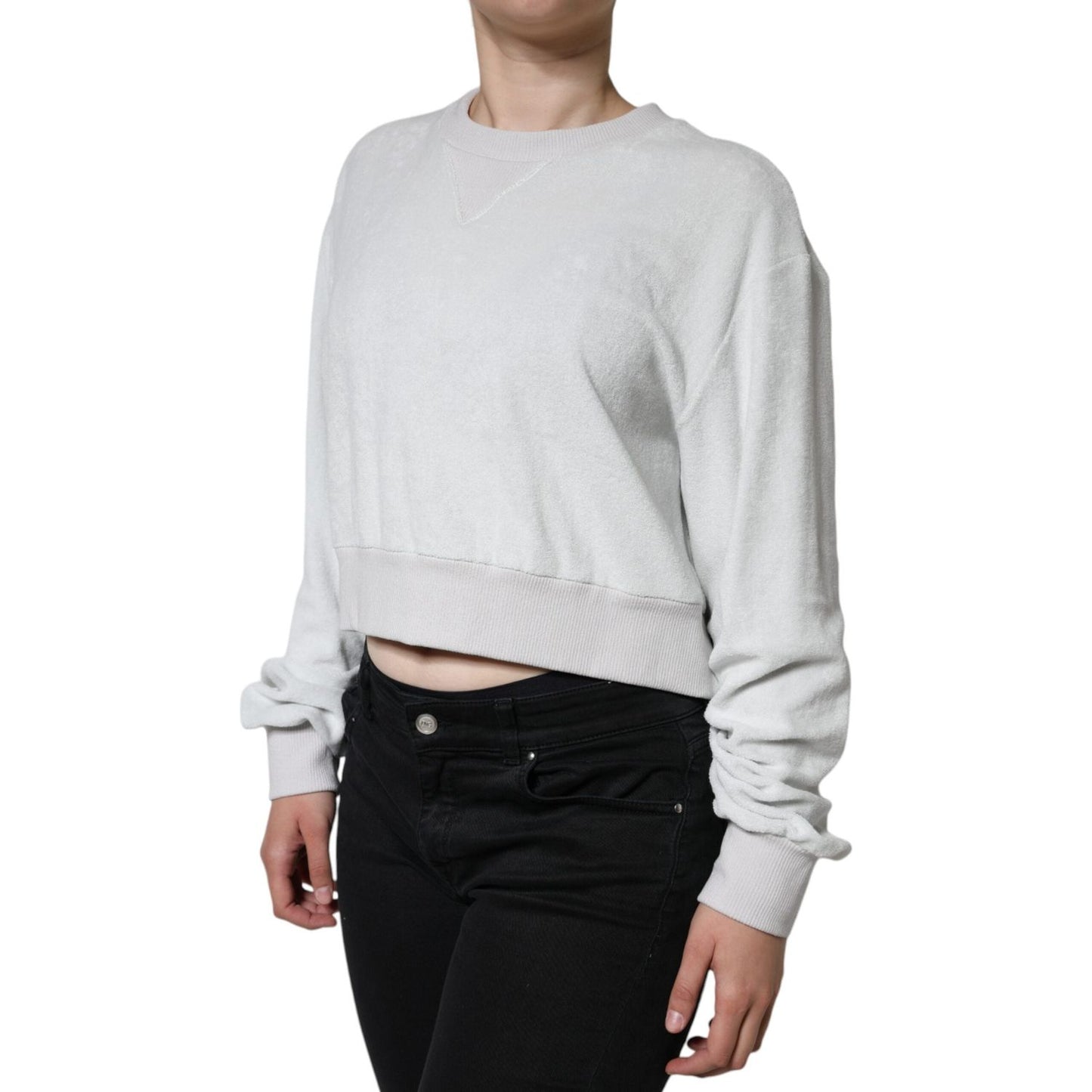 Dolce & Gabbana White Nylon Stretch Crew Neck Pullover Sweater Dolce & Gabbana Black