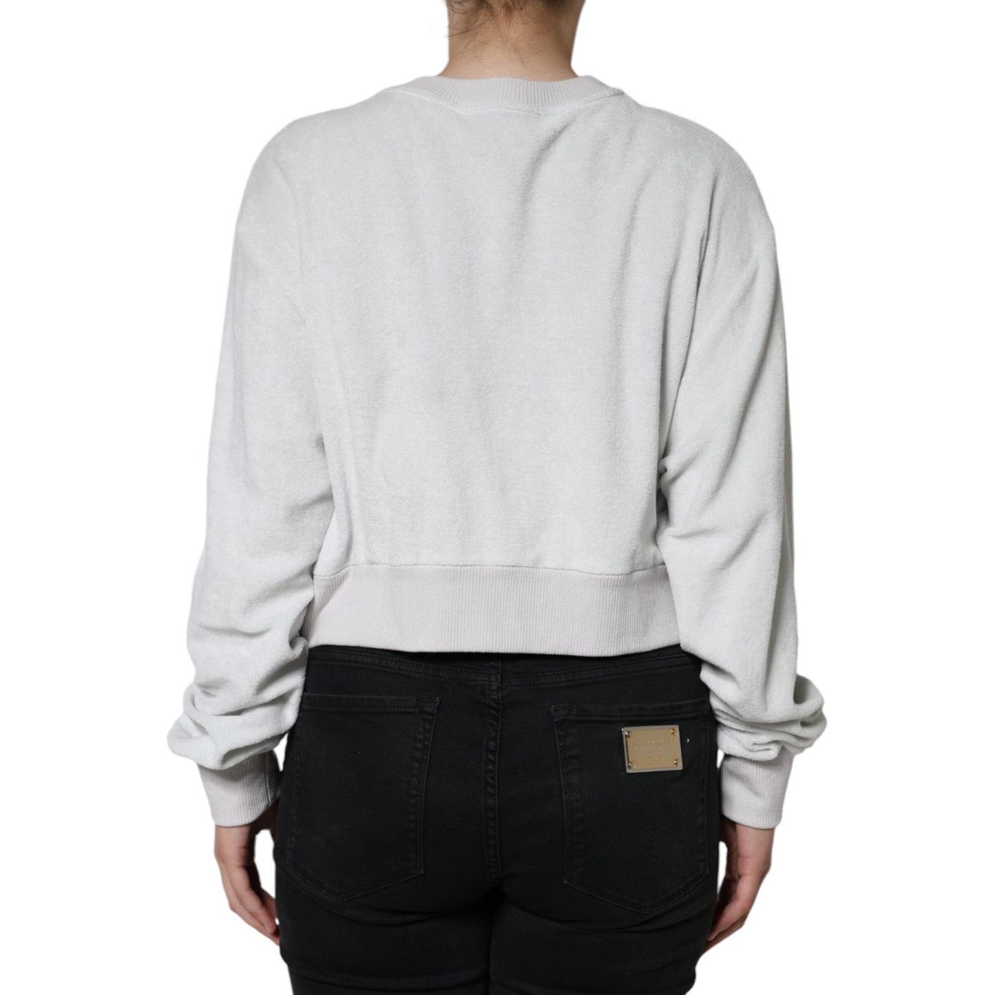 Dolce & Gabbana White Nylon Stretch Crew Neck Pullover Sweater Dolce & Gabbana Black