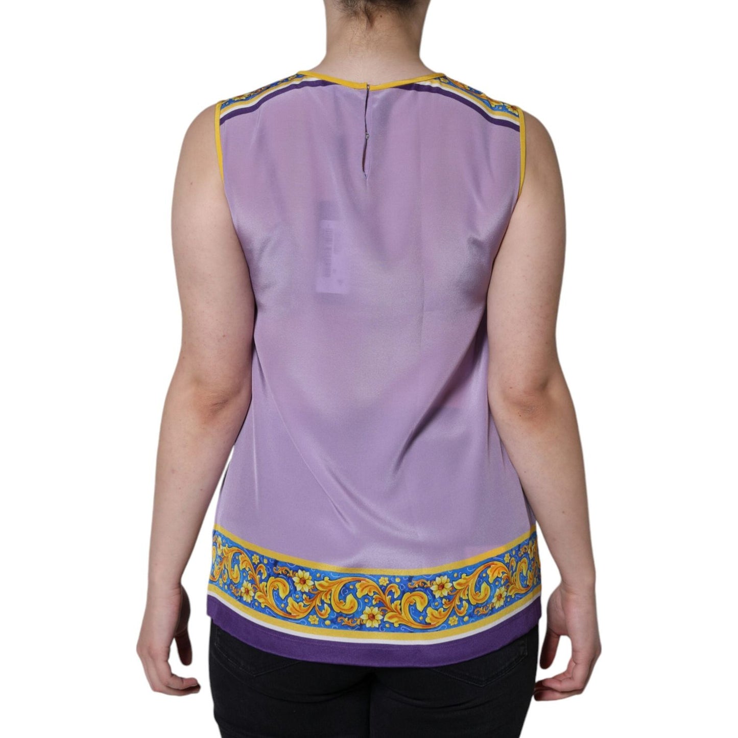 Dolce & Gabbana Purple Silk Caponata Siciliana Print Tank Top Dolce & Gabbana Rosy Brown