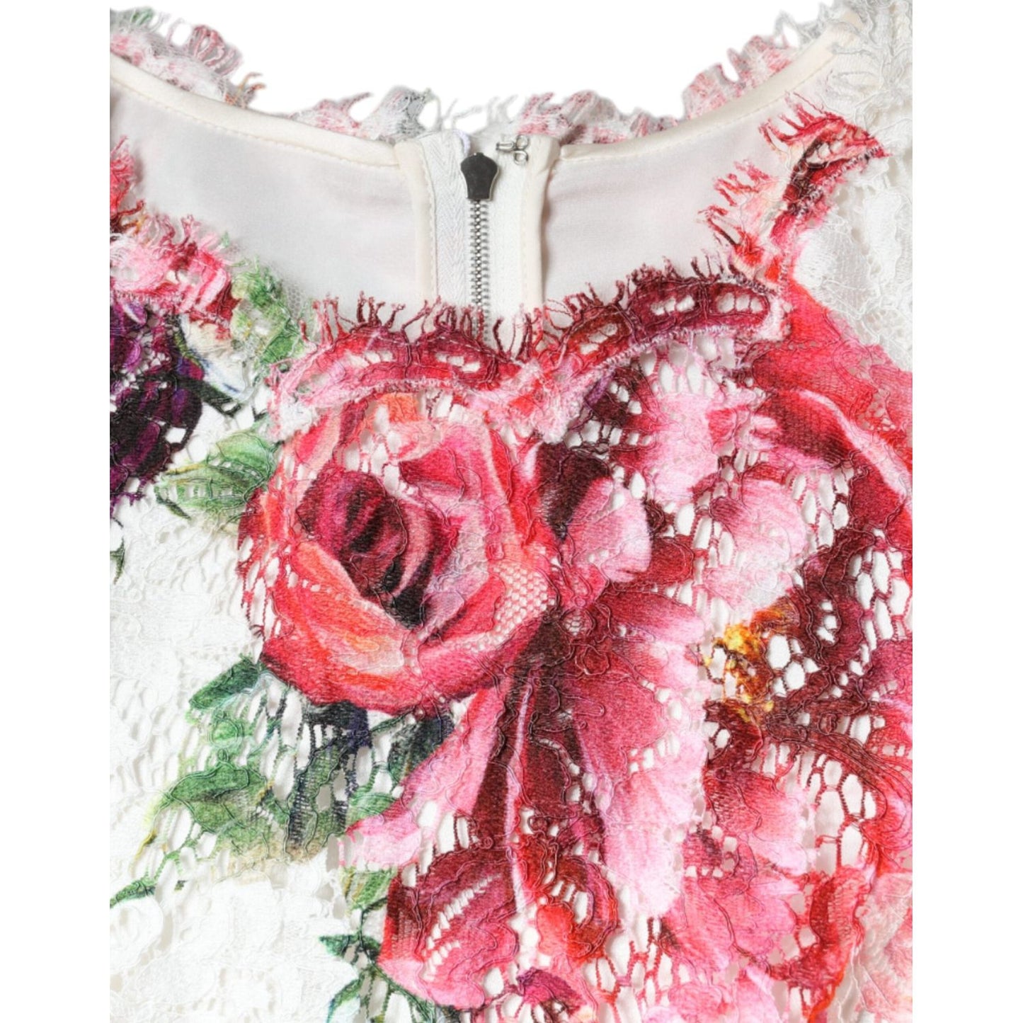 Dolce & Gabbana White Peony Lace Short Sleeves Blouse Top Dolce & Gabbana Light Gray