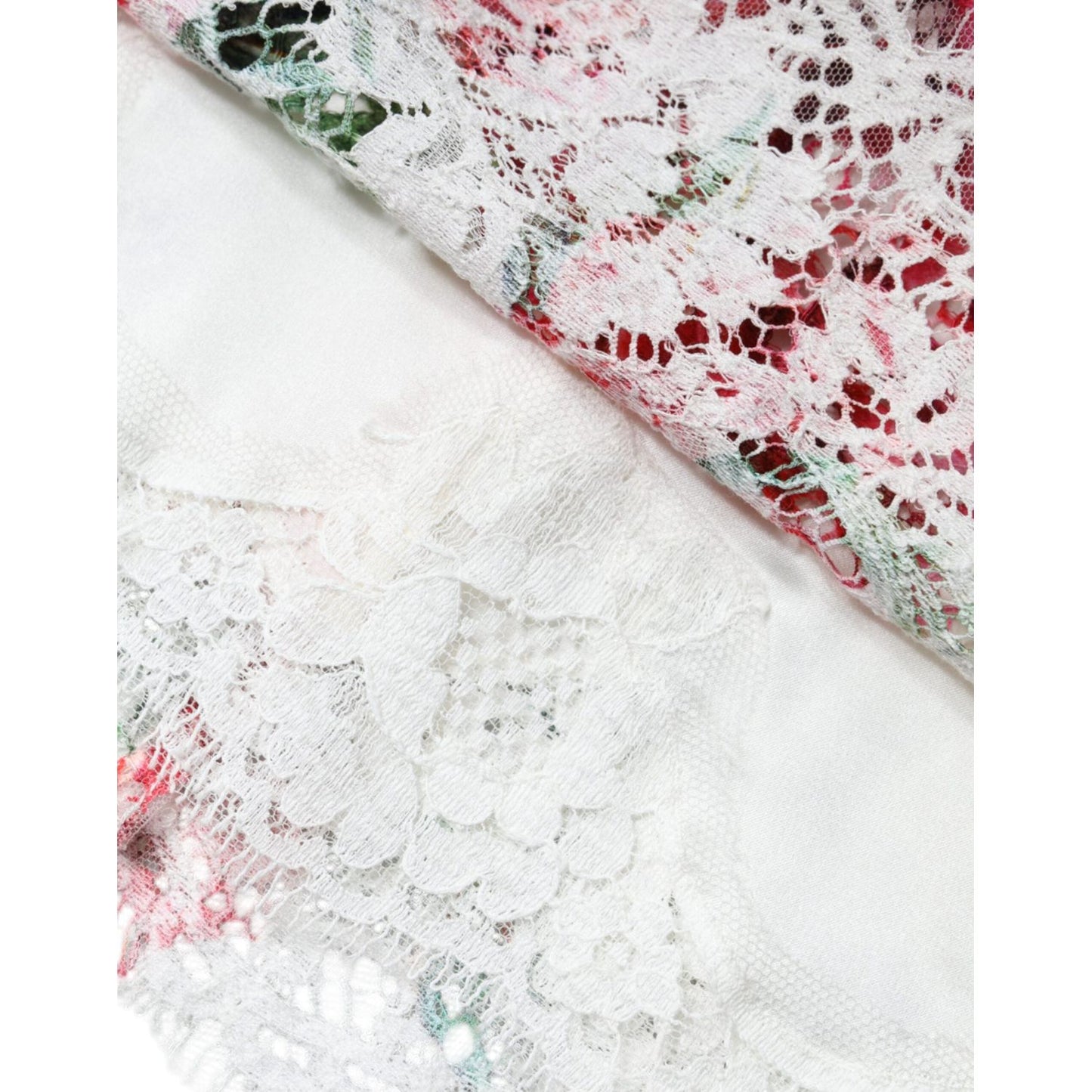 Dolce & Gabbana White Peony Lace Short Sleeves Blouse Top Dolce & Gabbana Light Gray