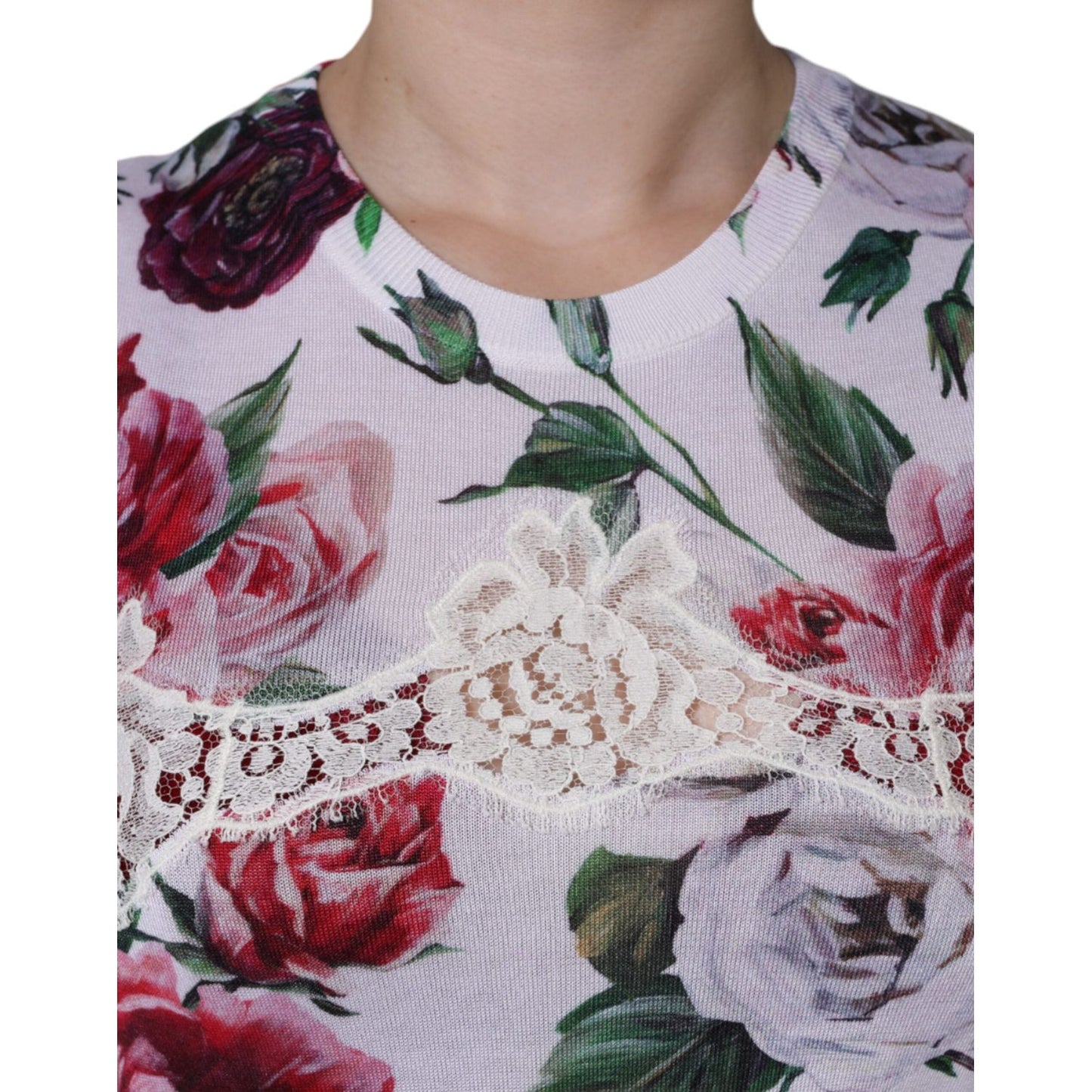 Dolce & Gabbana White Floral Lace Silk Sleeveless Tank Top Dolce & Gabbana Dark Gray
