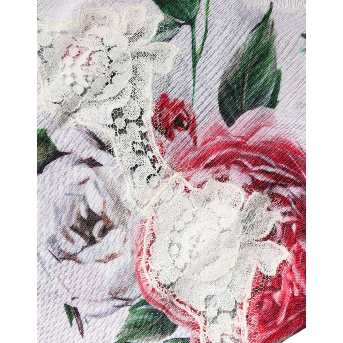 Dolce & Gabbana White Floral Lace Silk Sleeveless Tank Top Dolce & Gabbana Light Gray