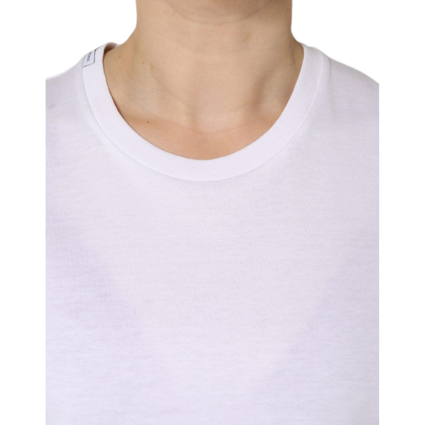 Dolce & Gabbana White Cotton Sleeveless Crew Neck T-shirt Dolce & Gabbana Lavender
